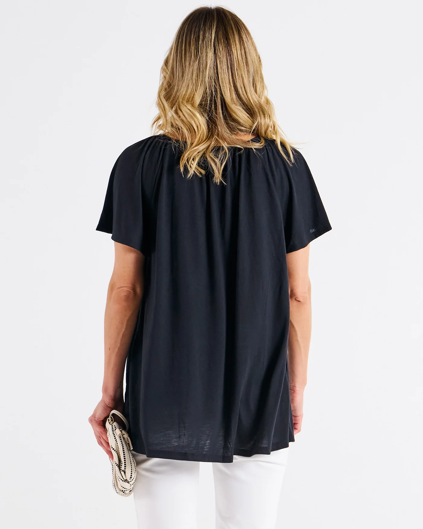 Betty Basics Coral Shirred Tee Black - Image 4