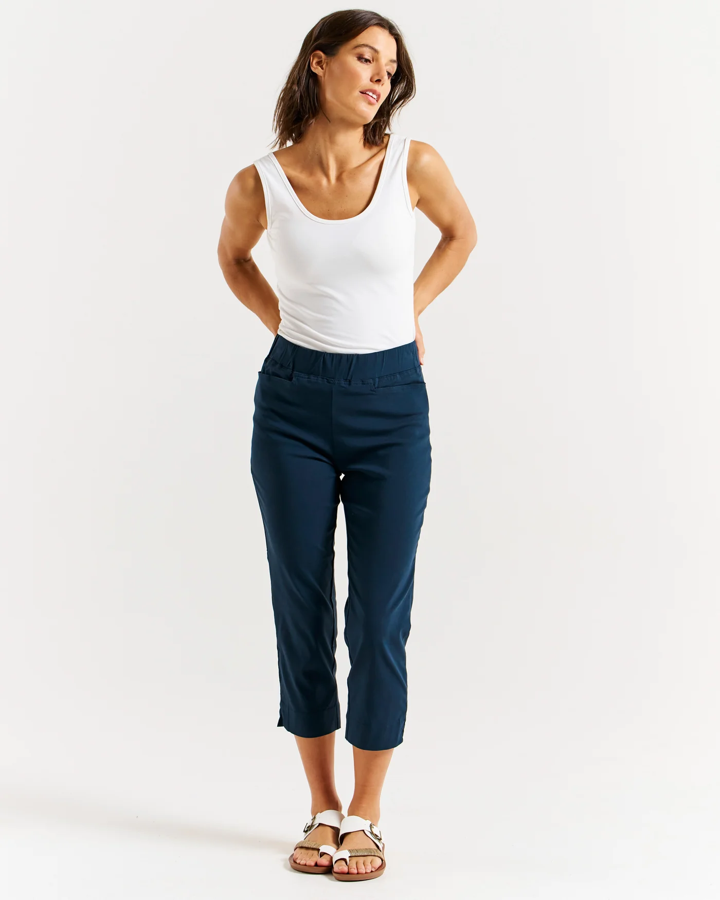 Betty Basics Crop Bengaline Pant Navy - Image 4