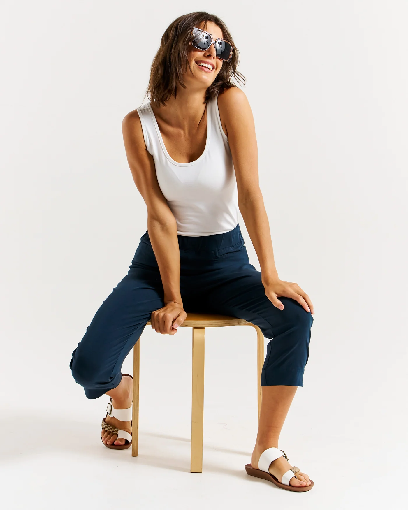 Betty Basics Crop Bengaline Pant Navy - Image 5