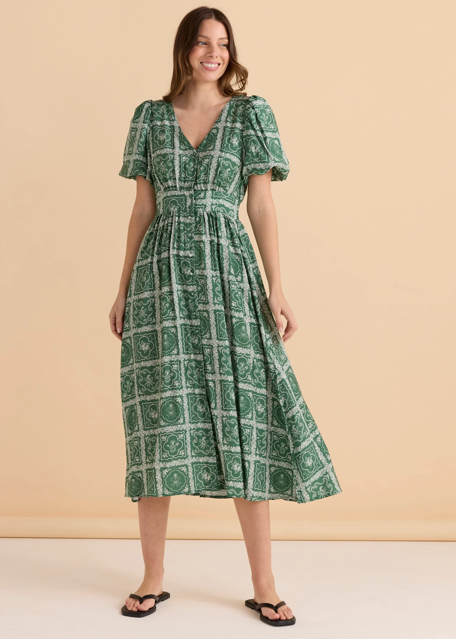 Betty Basics Dahlia Dress Floral Tile Print - Image 5