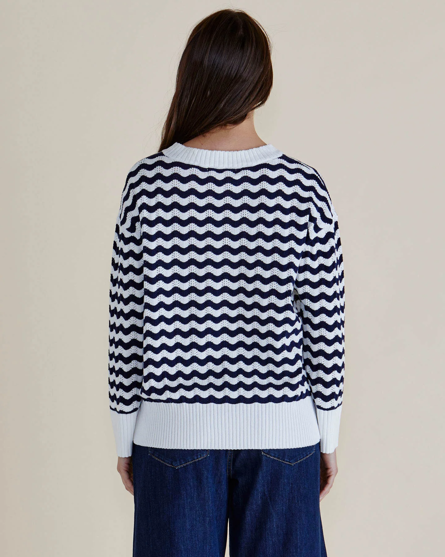Betty Basics Ember Knit Jumper Navy Wave Stripe - Image 7