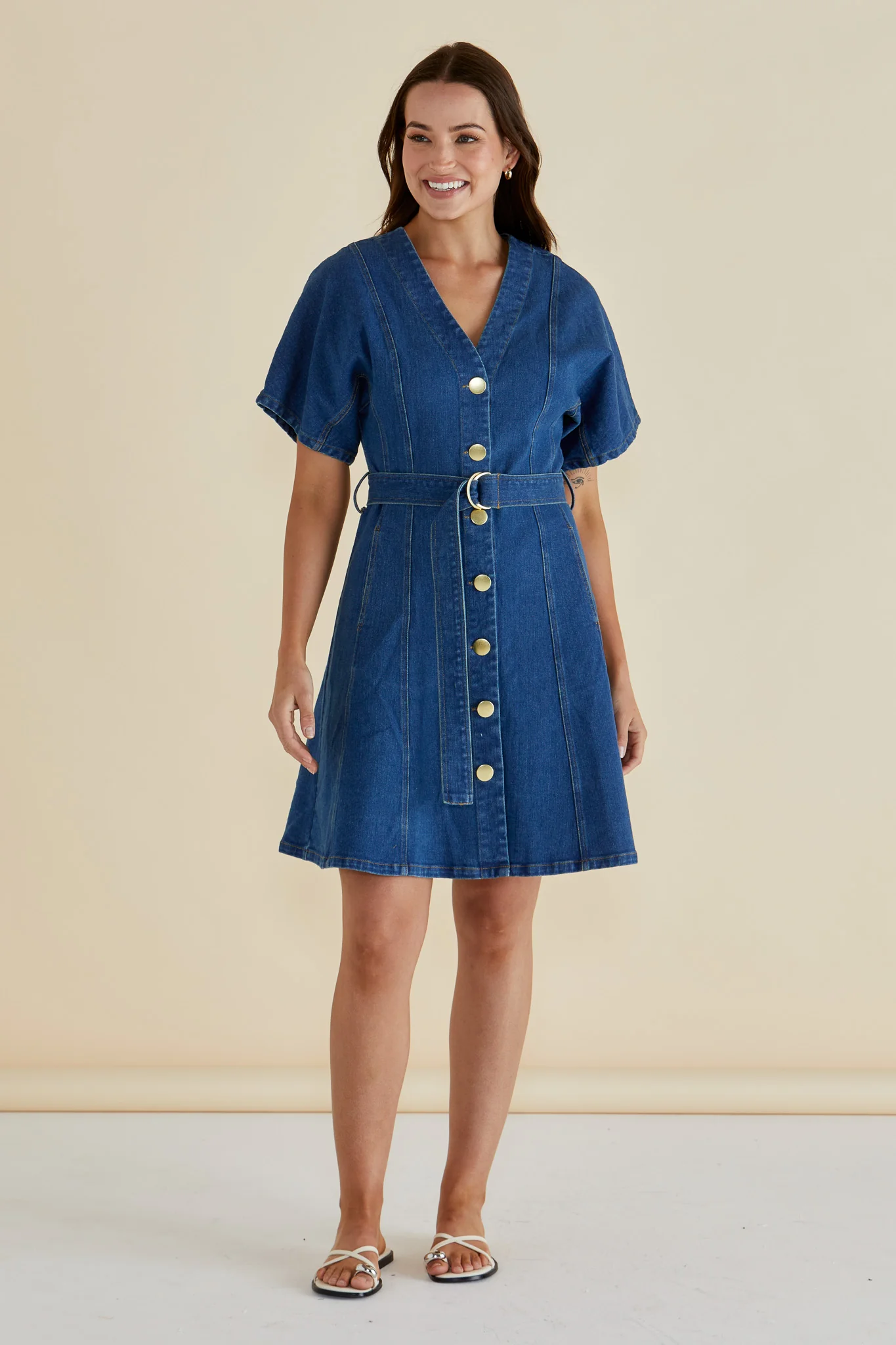 Betty Basics Fiori Denim Dress Mid Wash - Image 3