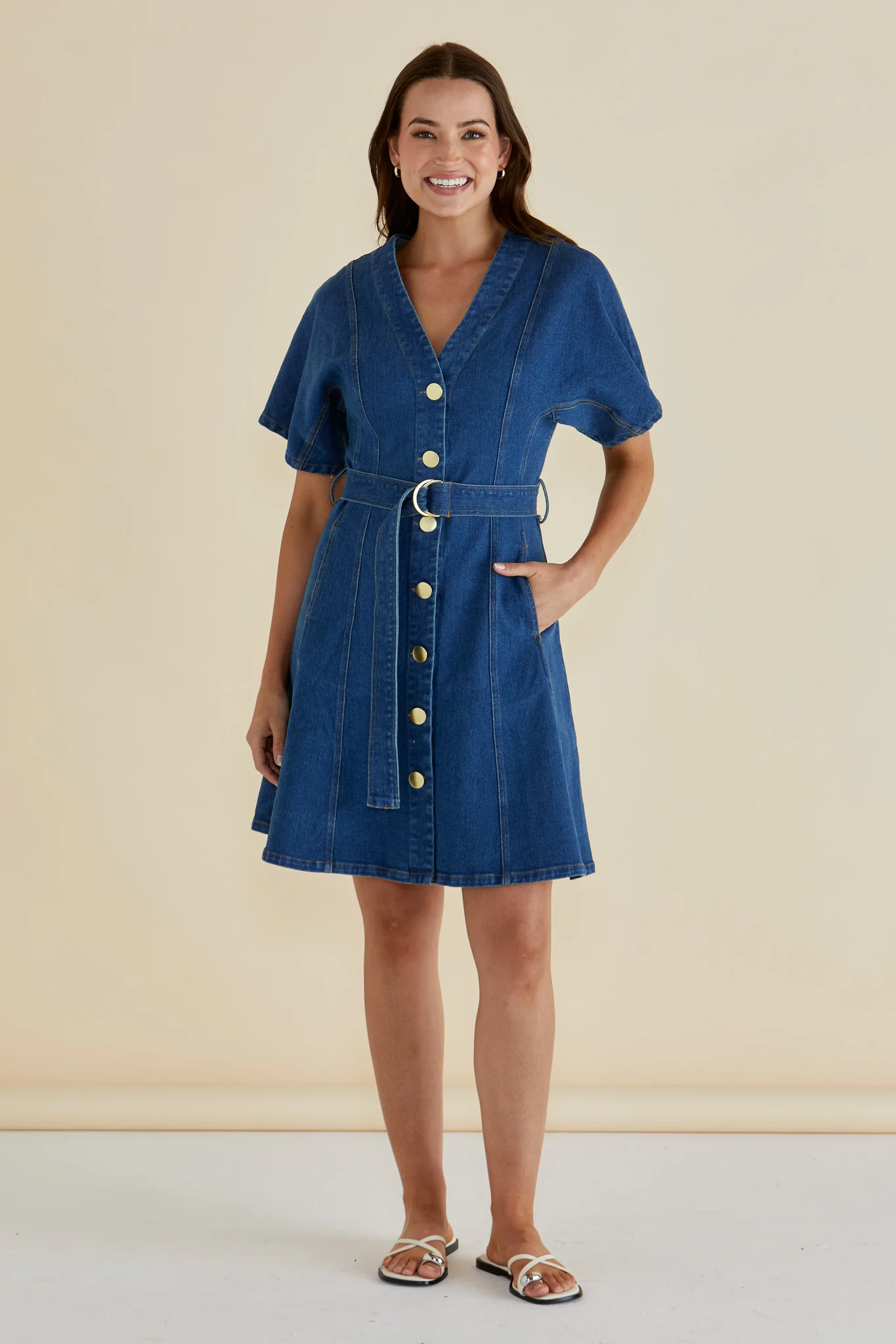Betty Basics Fiori Denim Dress Mid Wash - Image 4