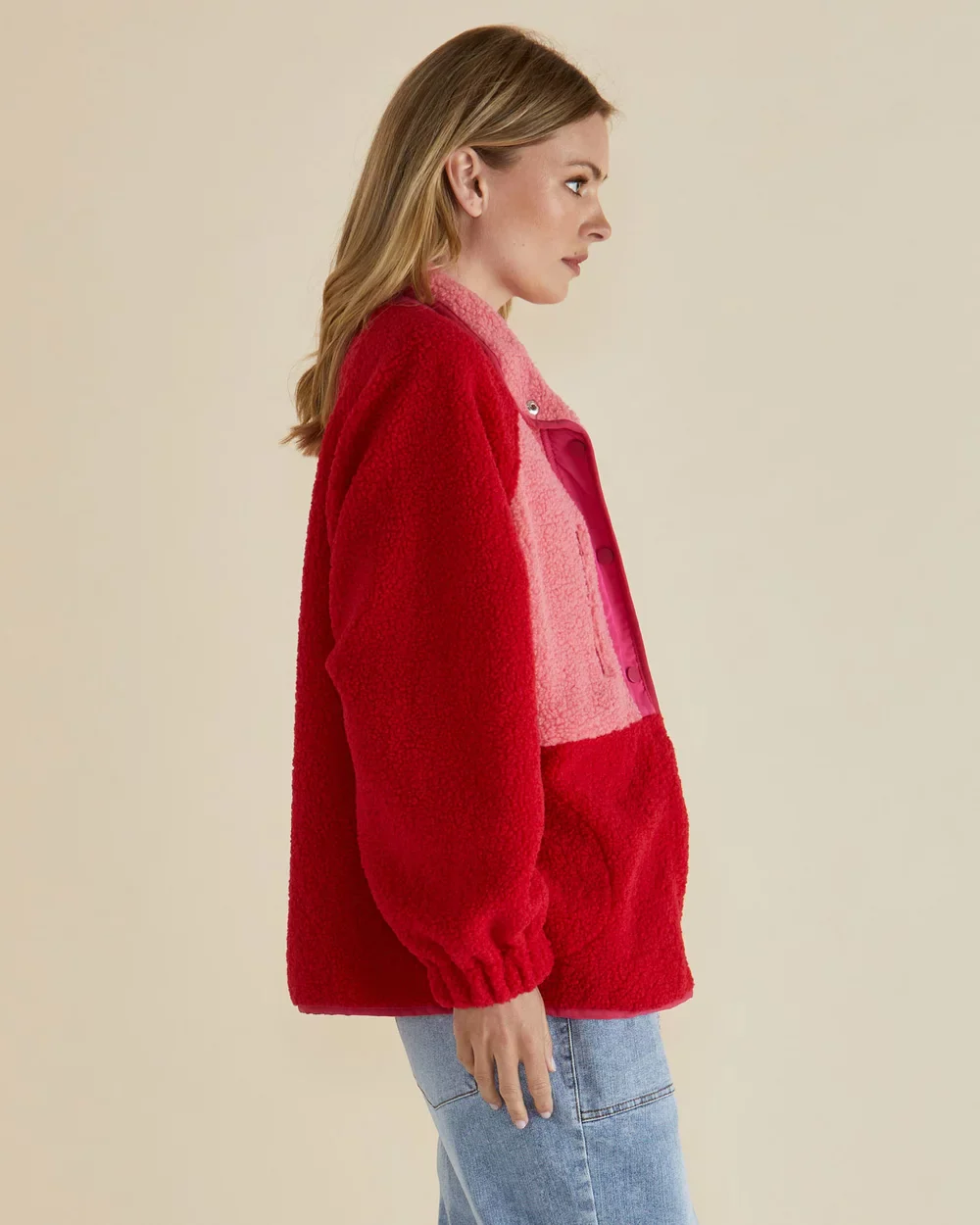 Betty Basics Franklin Fleecy Jacket Pink Red - Image 3