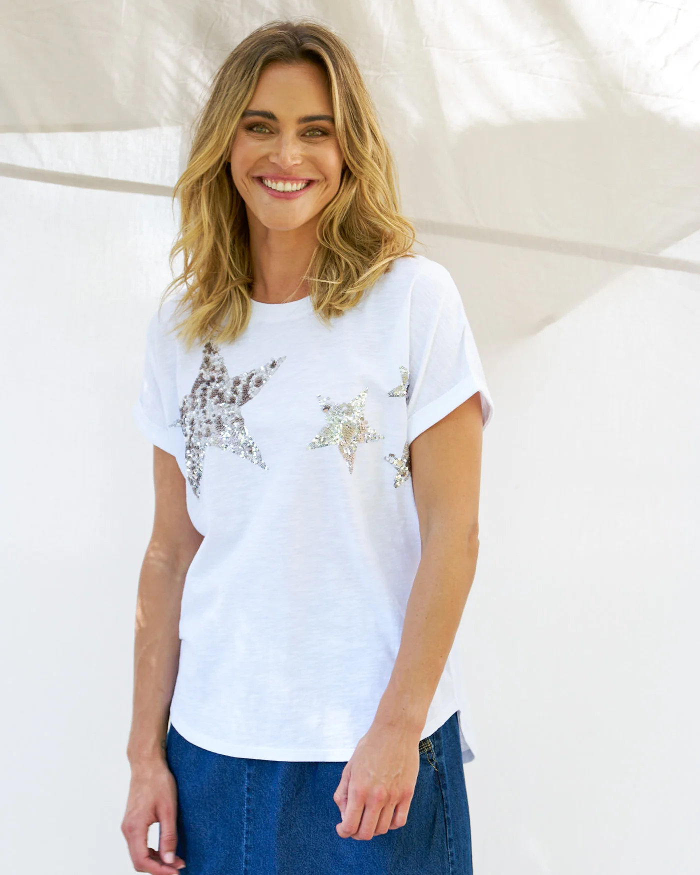 Betty Basics Hailey Short Sleeve Tee Silver Star - Image 3