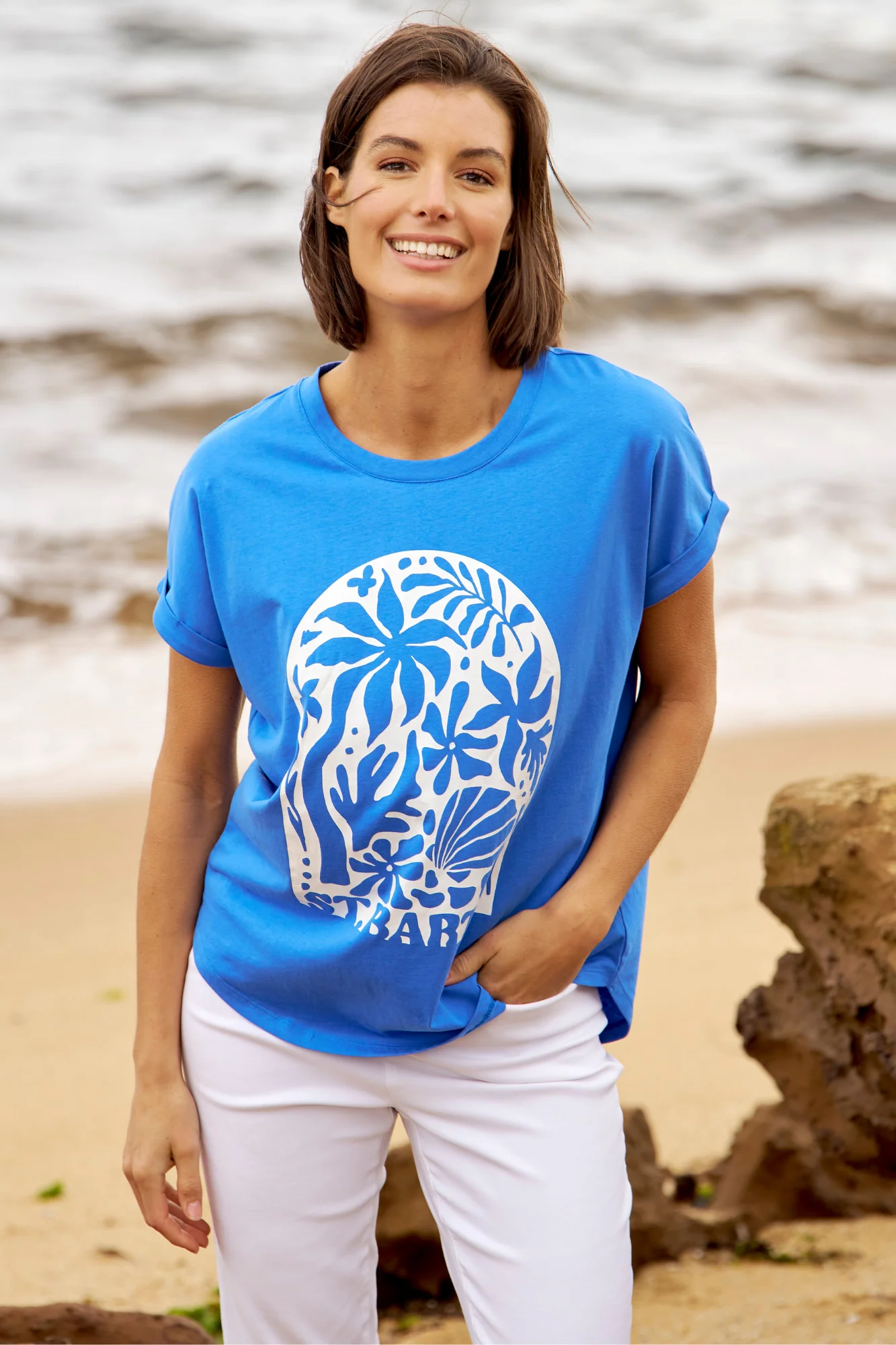 Betty Basics Hailey Short Sleeve Tee St. Palms Print - Image 2