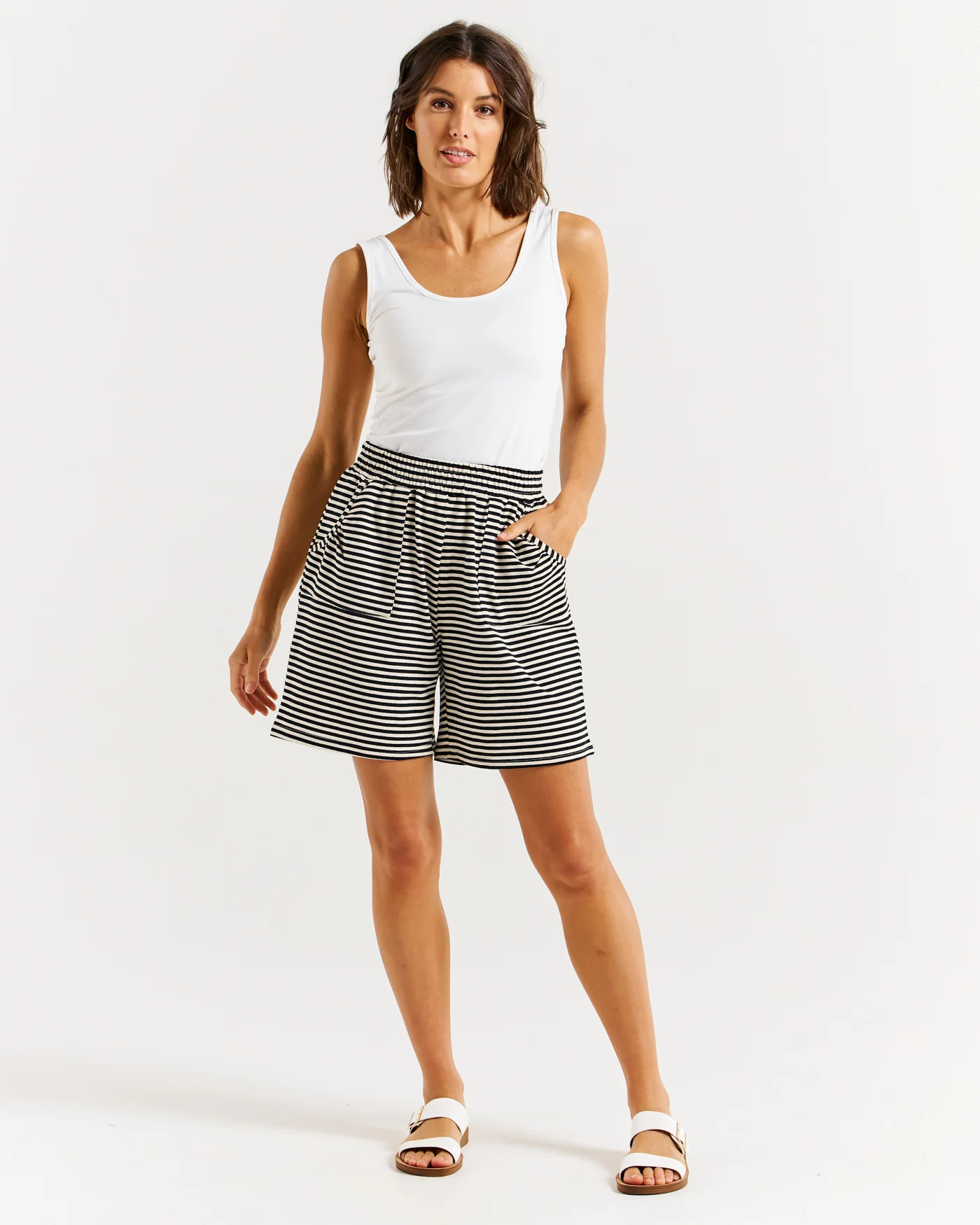 Betty Basics Harvard Short Cream & Black Stripe - Image 4