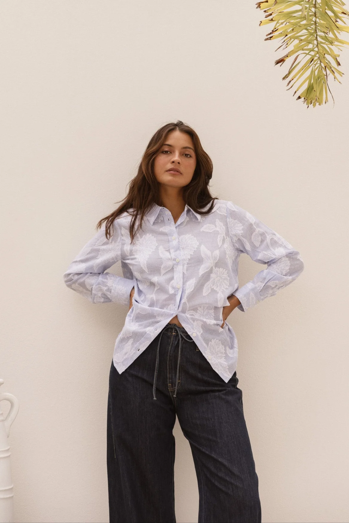 Betty Basics Lace Stripe Shirt Lace Floral - Image 2