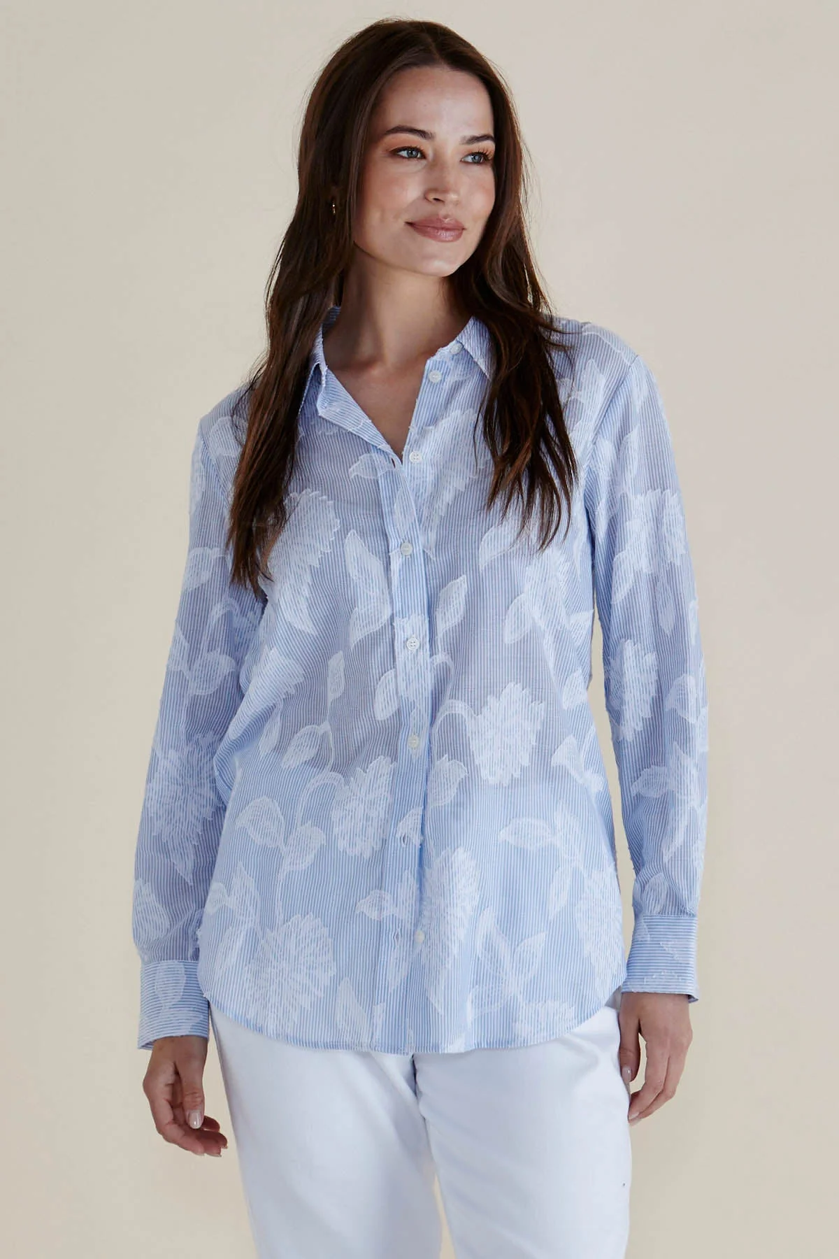 Betty Basics Lace Stripe Shirt Lace Floral - Image 3