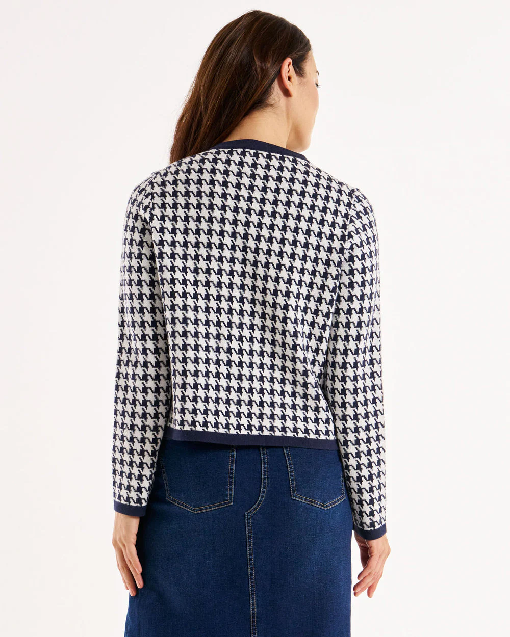 Betty Basics Lady Cardigan Navy Houndstooth - Image 7