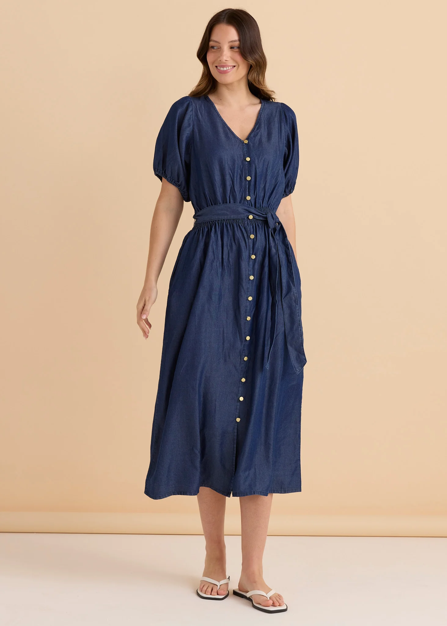 Betty Basics Lee Lyocell Dress Dark Blue Wash - Image 4