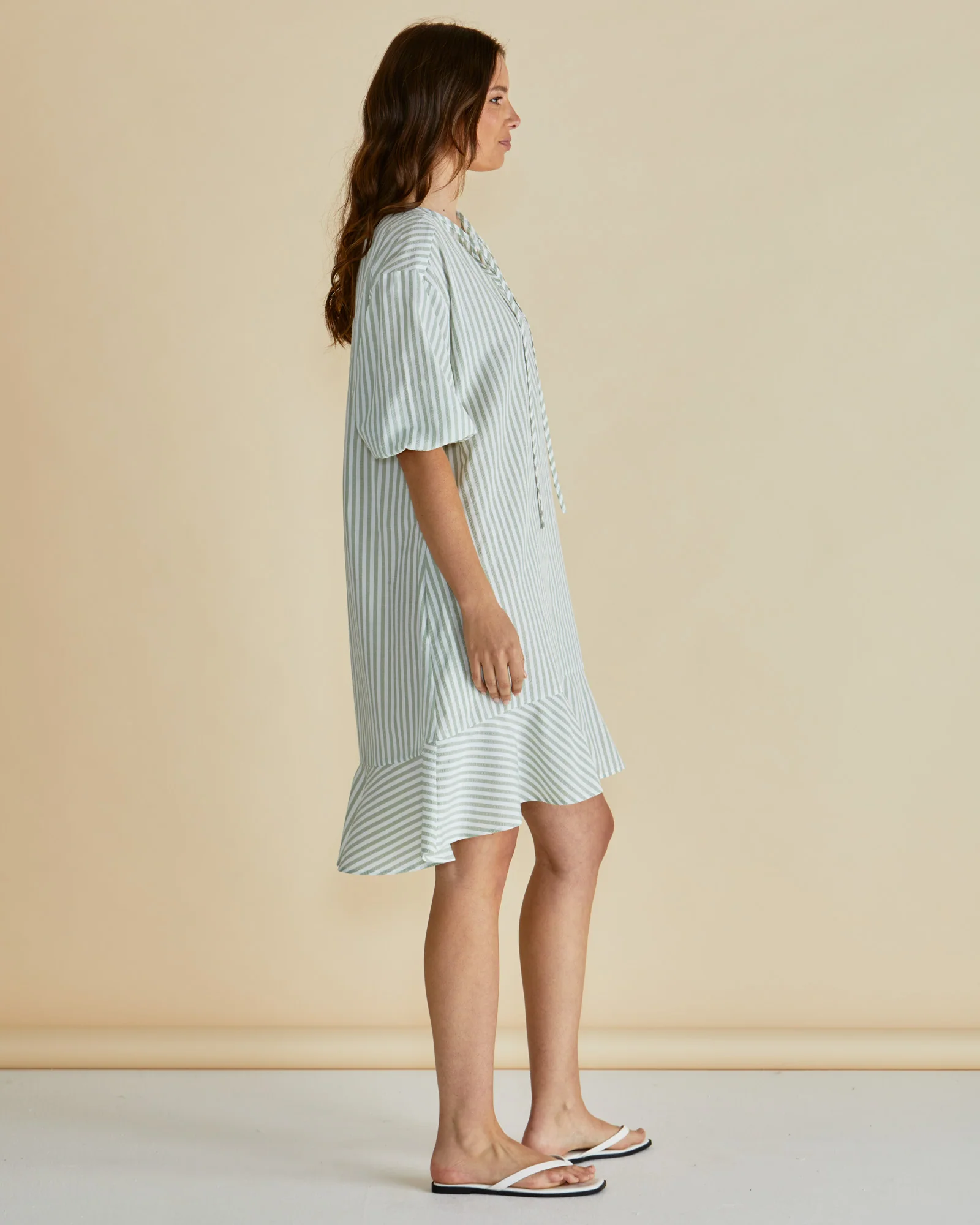 Betty Basics Livvy Dress Sage Stripe - Image 5