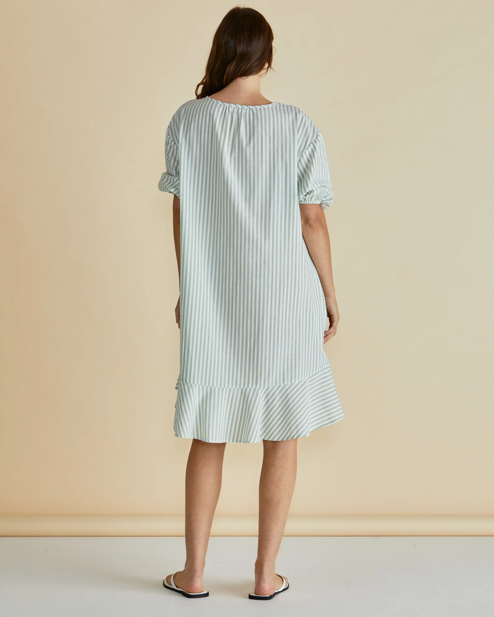 Betty Basics Livvy Dress Sage Stripe - Image 6