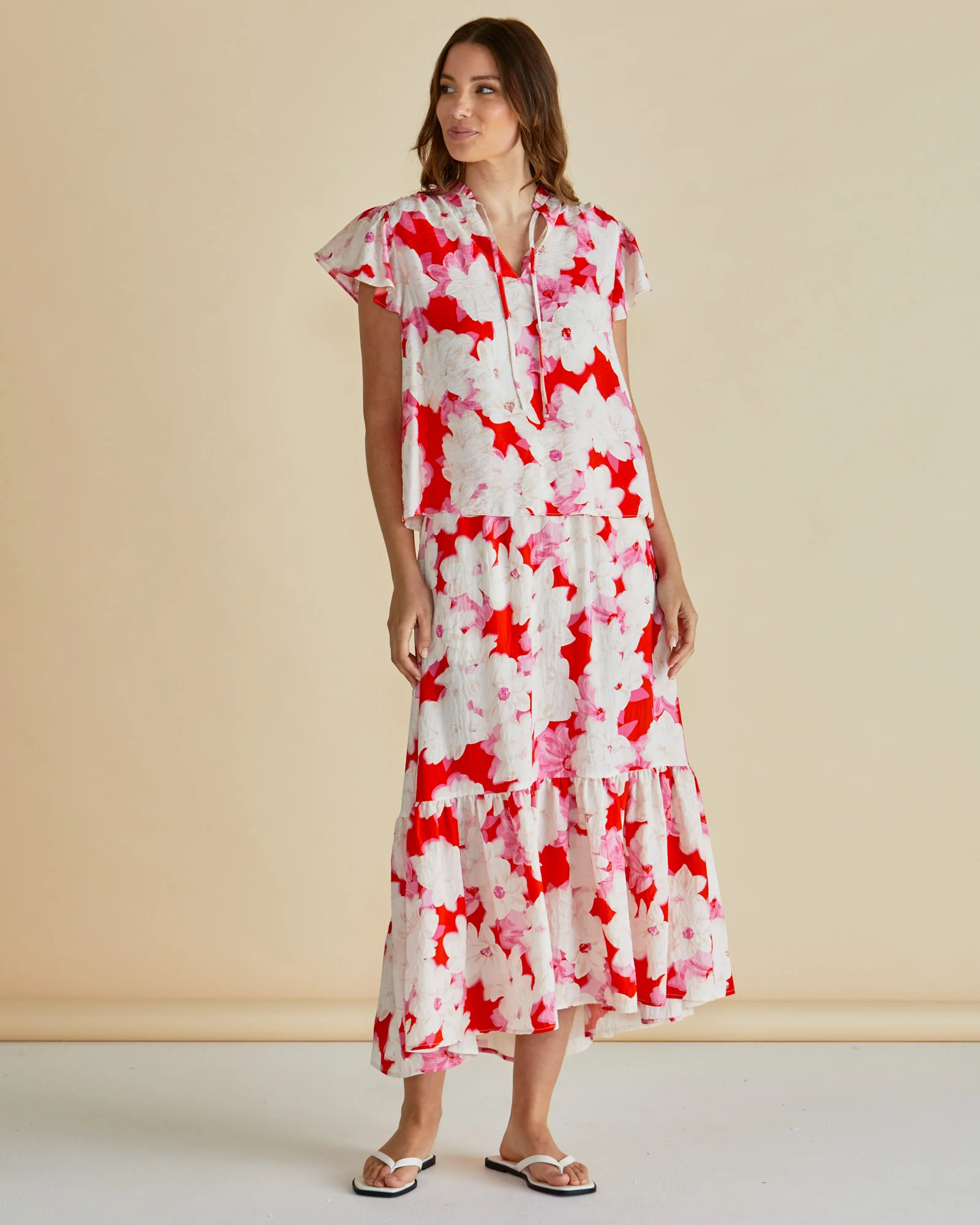 Betty Basics Maggie Skirt Red Floral Print - Image 2