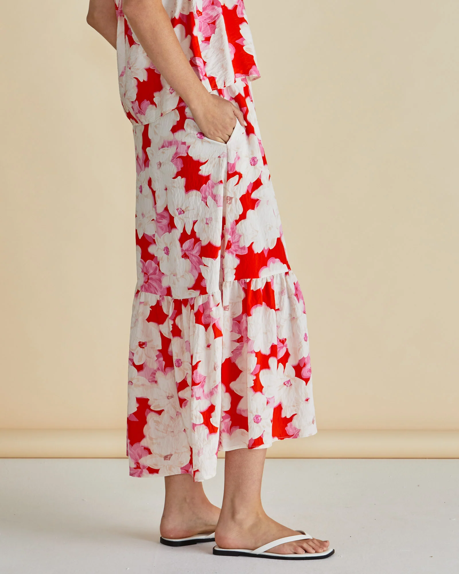 Betty Basics Maggie Skirt Red Floral Print - Image 3
