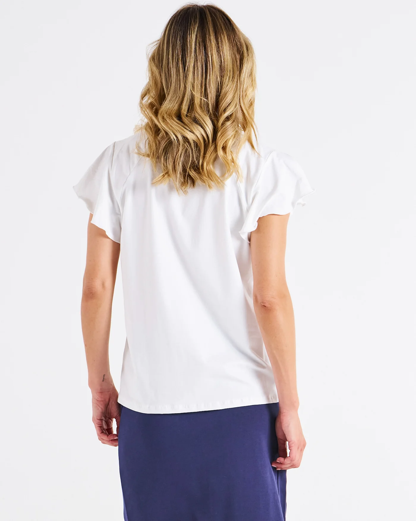 Betty Basics Magnolia Frill Sleeve Top White - Image 4