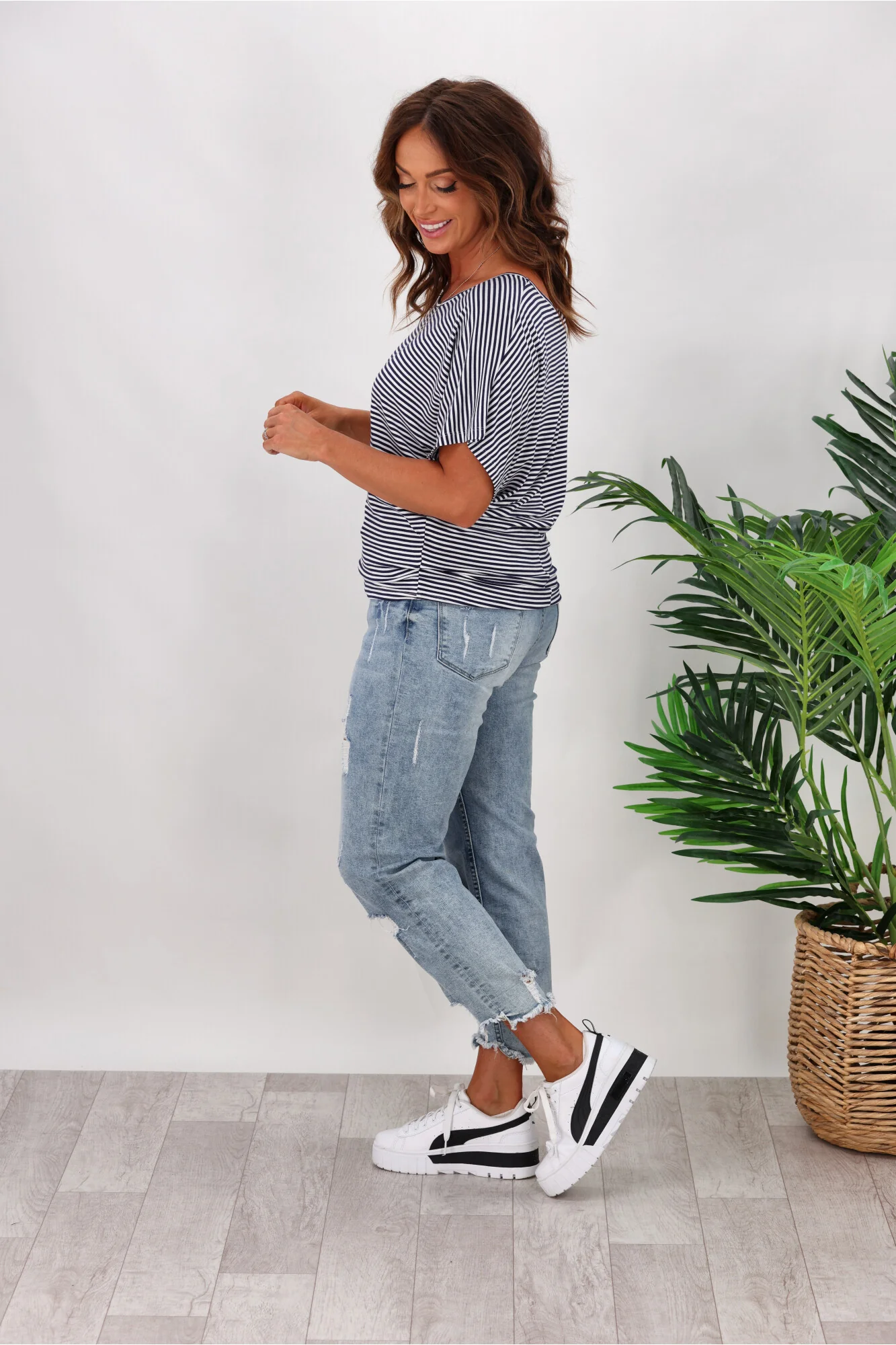 Betty Basics Maui Tee In Blue/White Stripe - Image 5