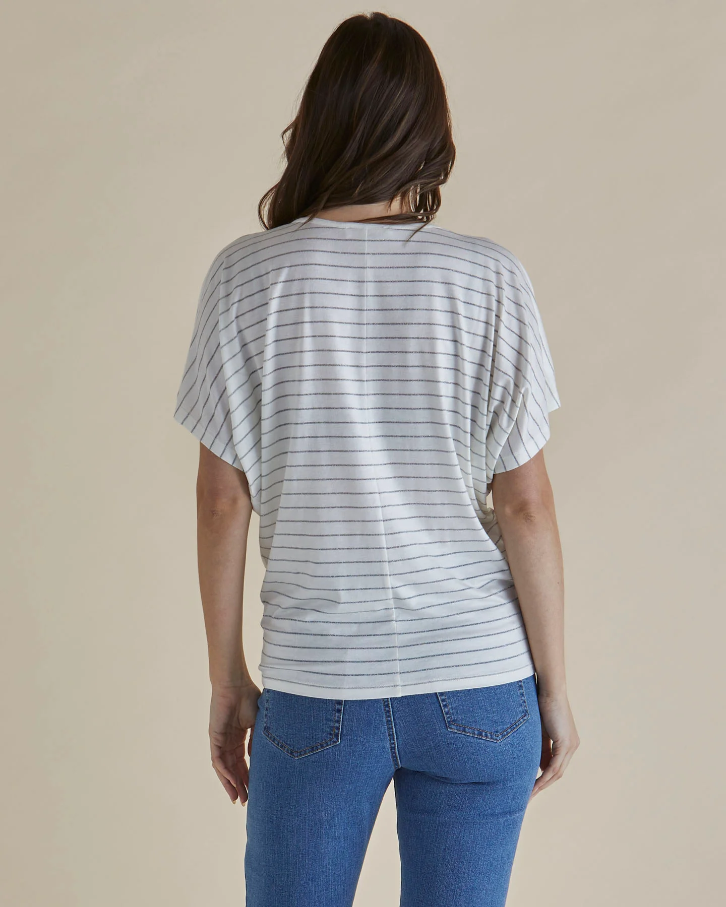 Betty Basics Maui Tee White Lurex Stripe - Image 4
