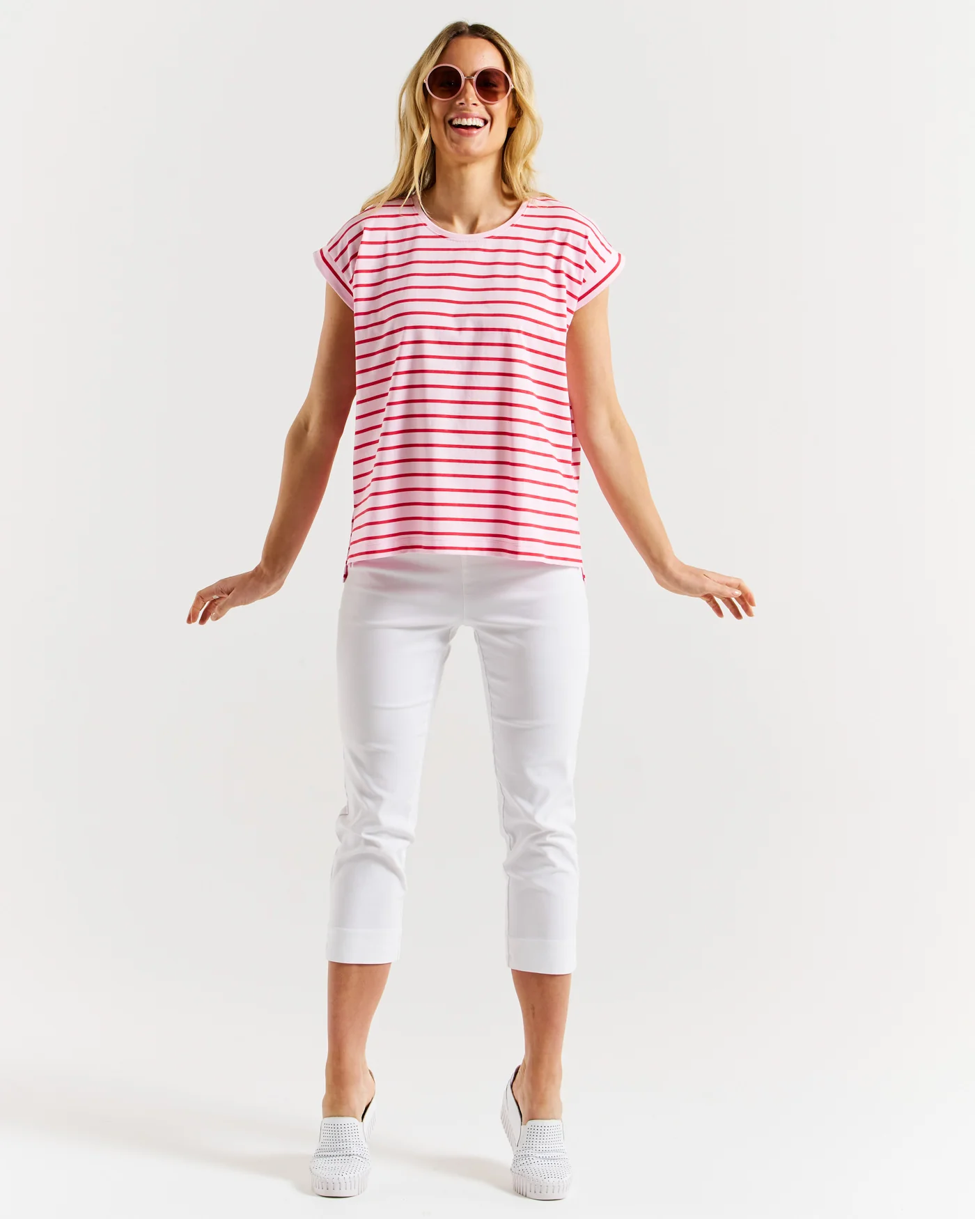 Betty Basics Michaela Top Cherry Blossom Stripe - Image 4