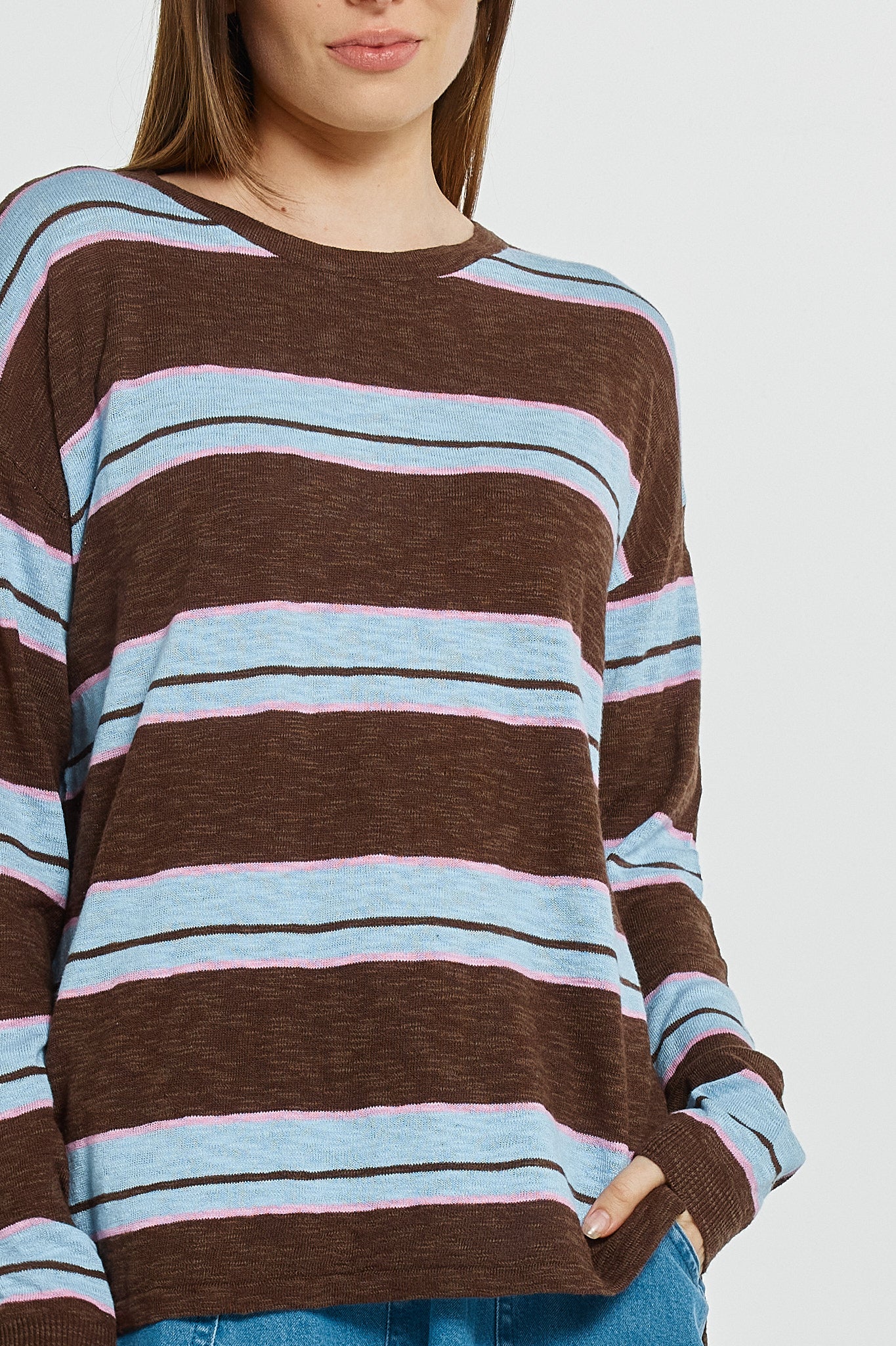 Betty Basics Natasha Knit Top Chocolate Stripe - Image 3