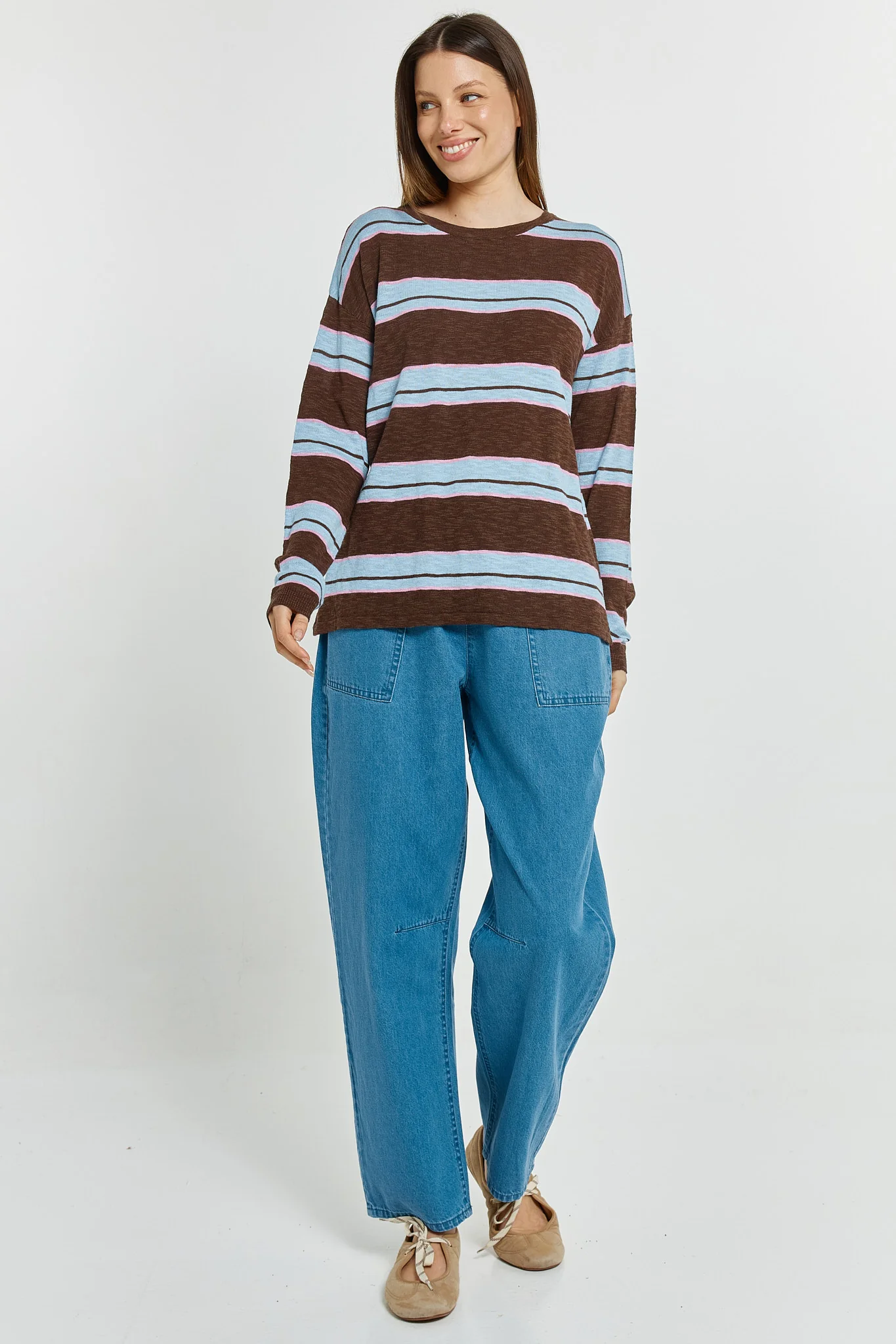 Betty Basics Natasha Knit Top Chocolate Stripe - Image 5