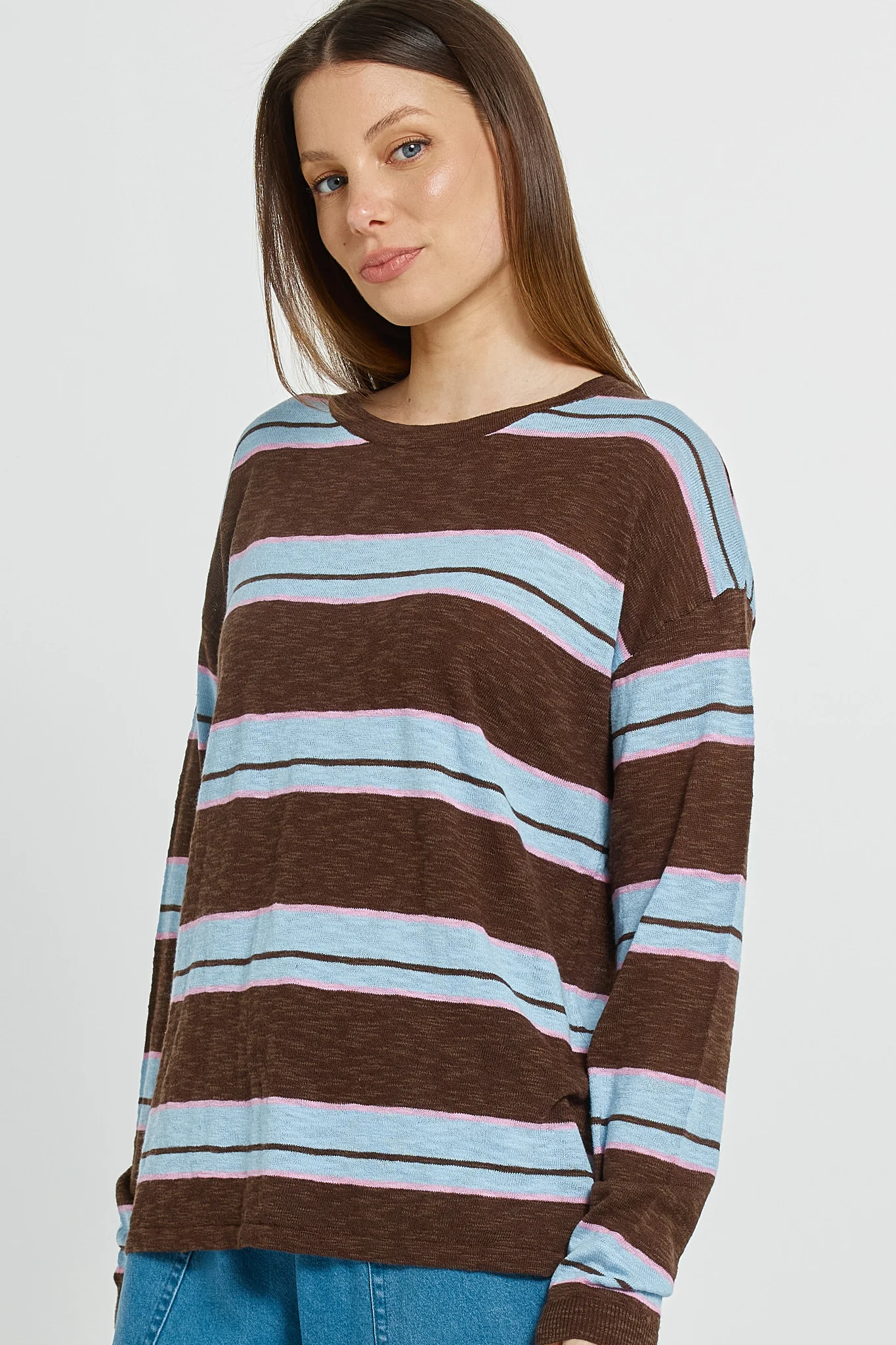 Betty Basics Natasha Knit Top Chocolate Stripe - Image 6