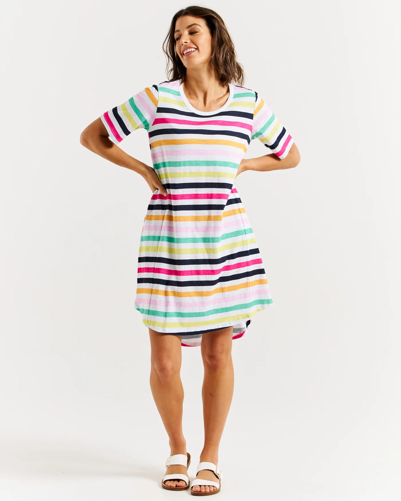 Betty Basics Nyree Dress Rainbow Stripe - Image 2