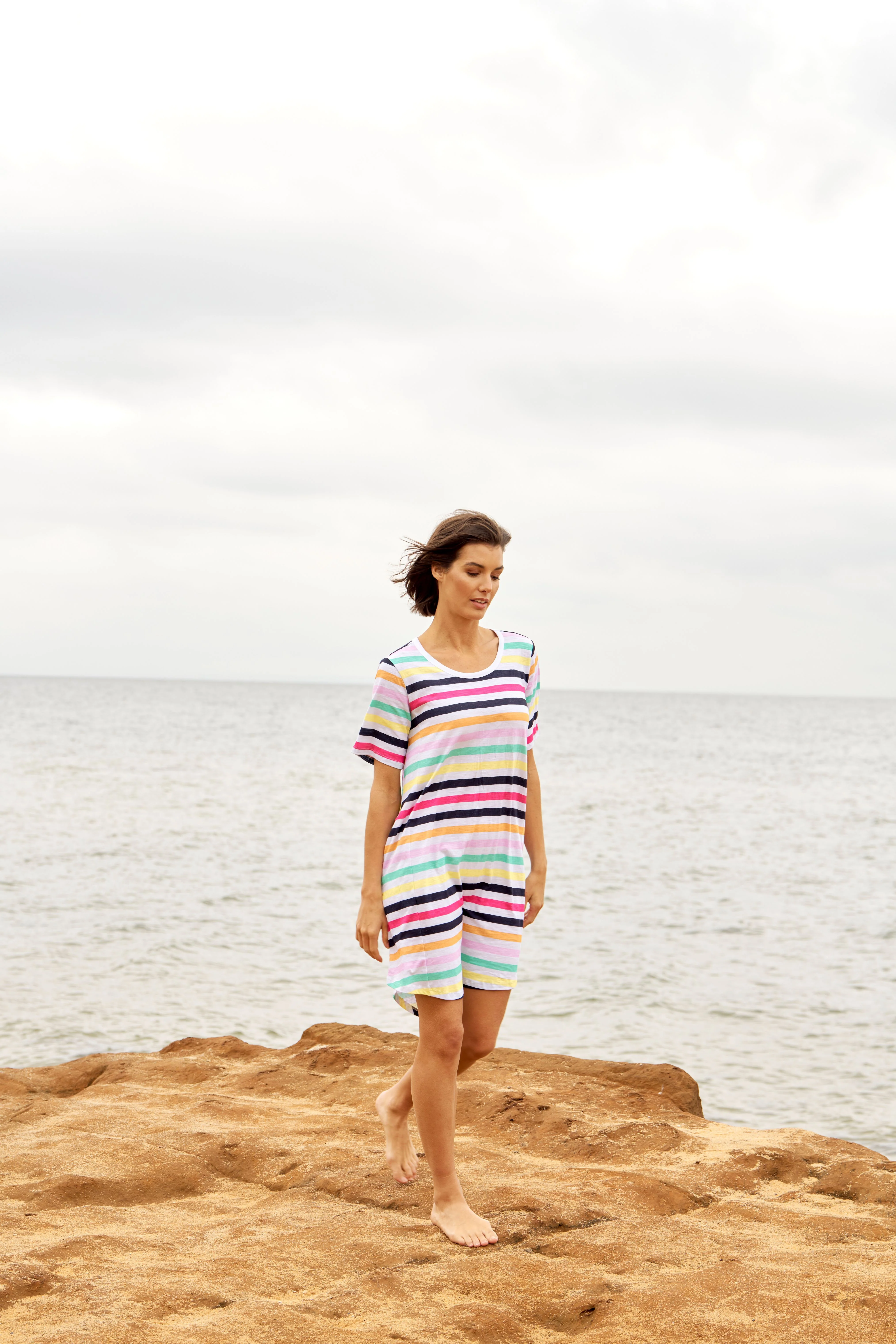 Betty Basics Nyree Dress Rainbow Stripe - Image 3