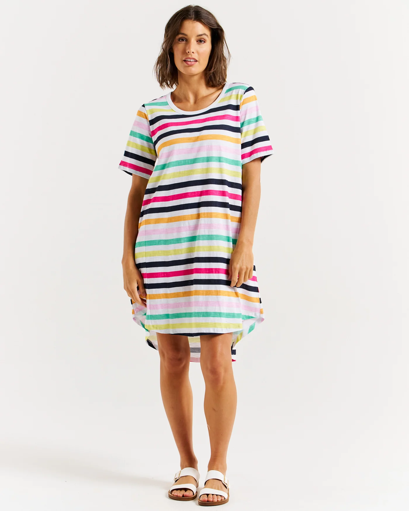 Betty Basics Nyree Dress Rainbow Stripe - Image 4