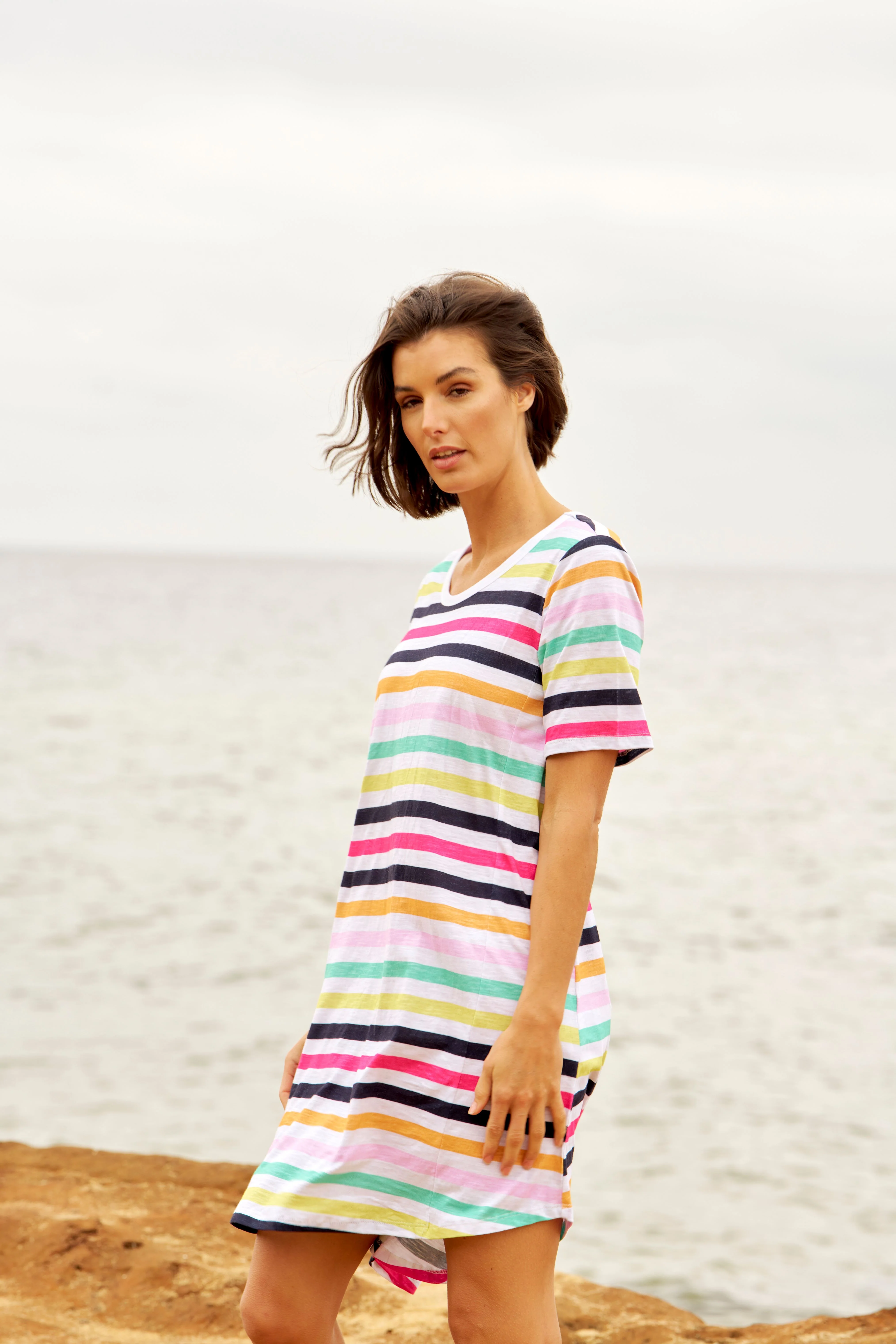 Betty Basics Nyree Dress Rainbow Stripe - Image 5