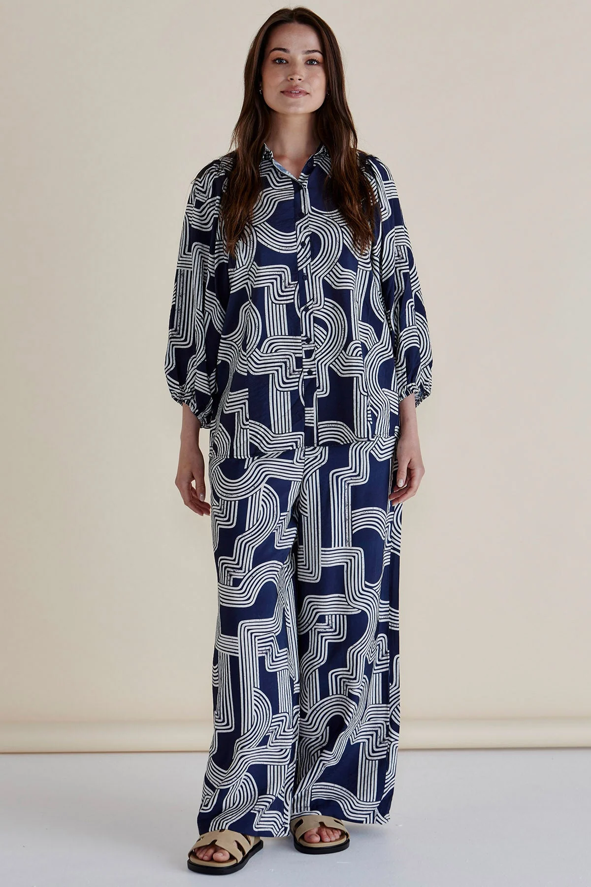 Betty Basics Rosalind Shirt Navy Geo - Image 3