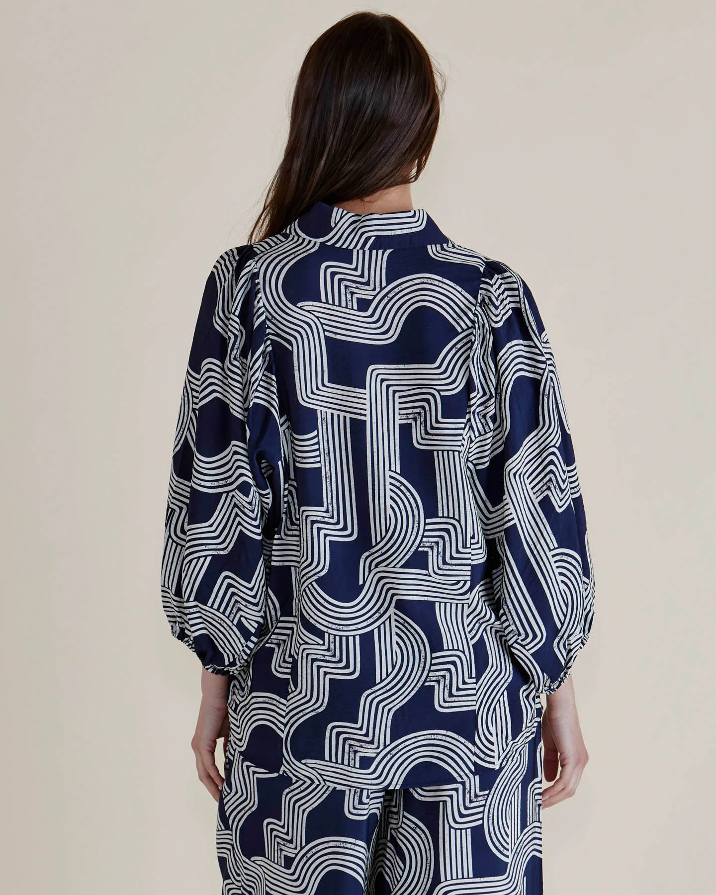 Betty Basics Rosalind Shirt Navy Geo - Image 5