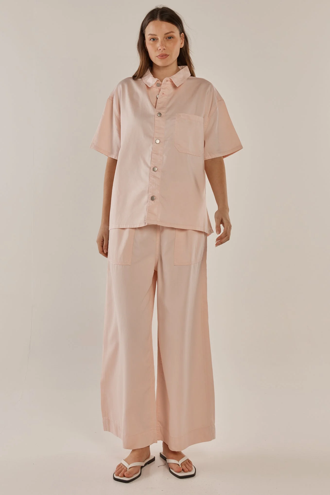 Betty Basics Saffra Short Sleeve Denim Shirt Pink - Image 3