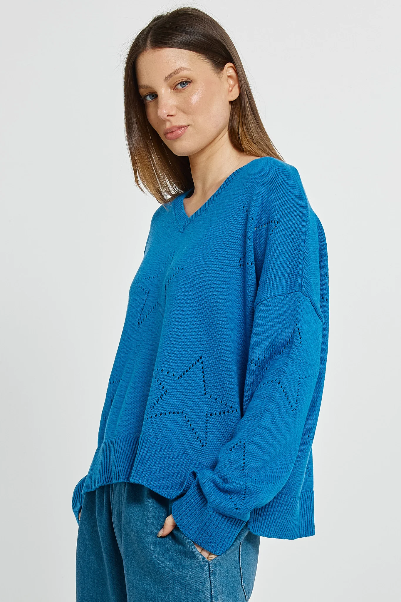 Betty Basics Selene Star Sweater Blue - Image 2
