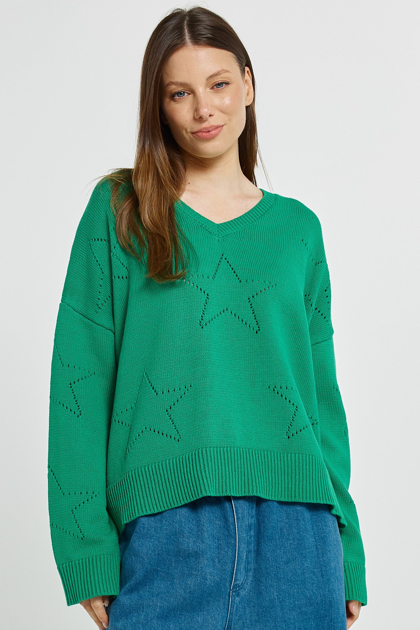 Betty Basics Selene Star Sweater Green - Image 3