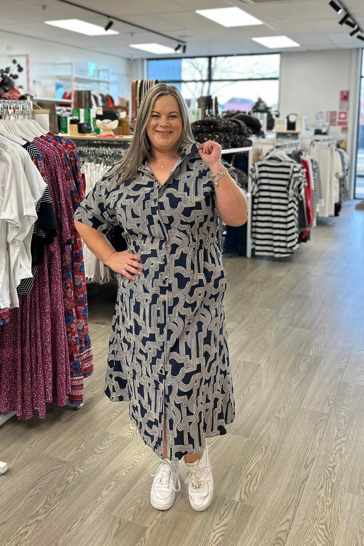 Betty Basics Skye Dress Navy Geo - Image 2