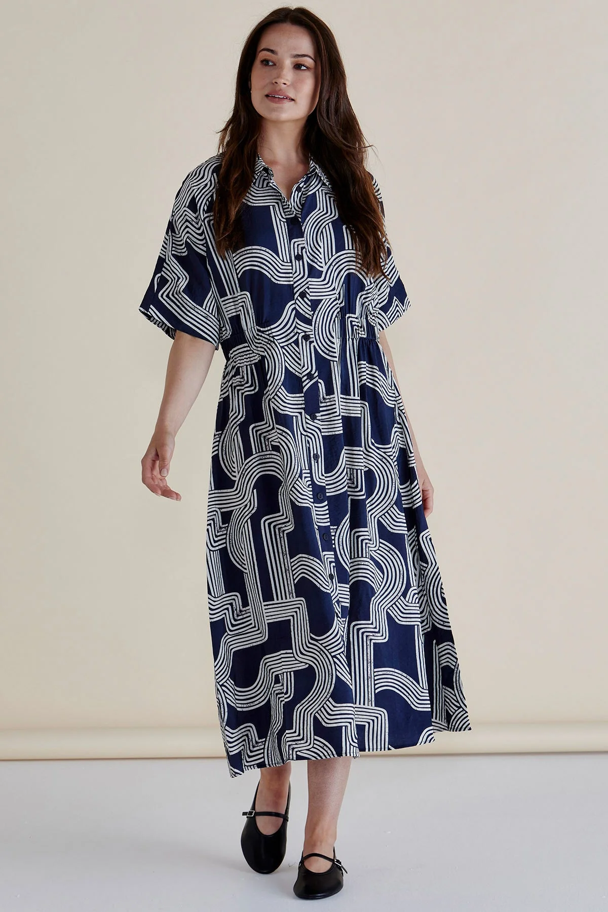 Betty Basics Skye Dress Navy Geo - Image 3