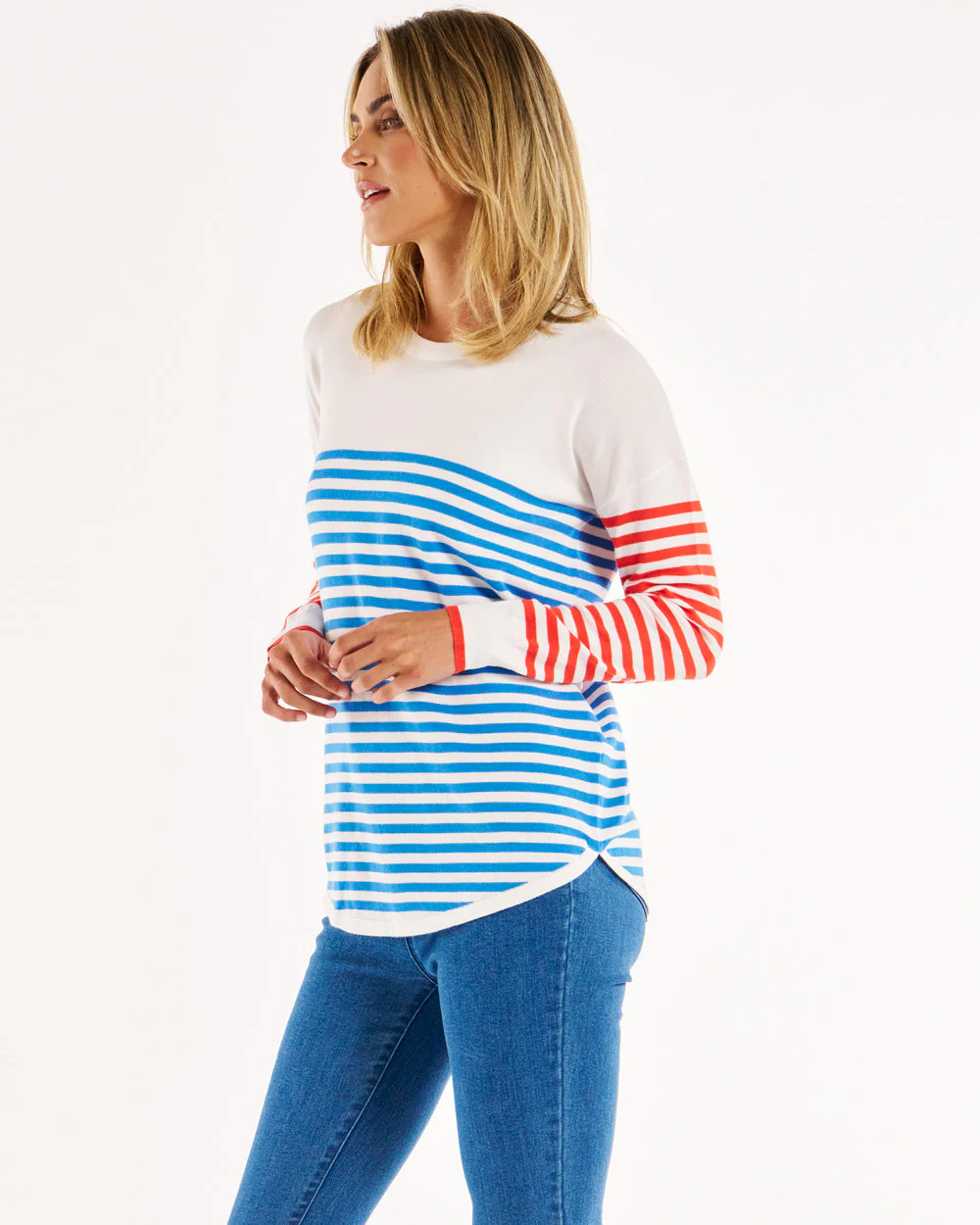 Betty Basics Sophie Knit Jumper Red Blue Stripe - Image 5