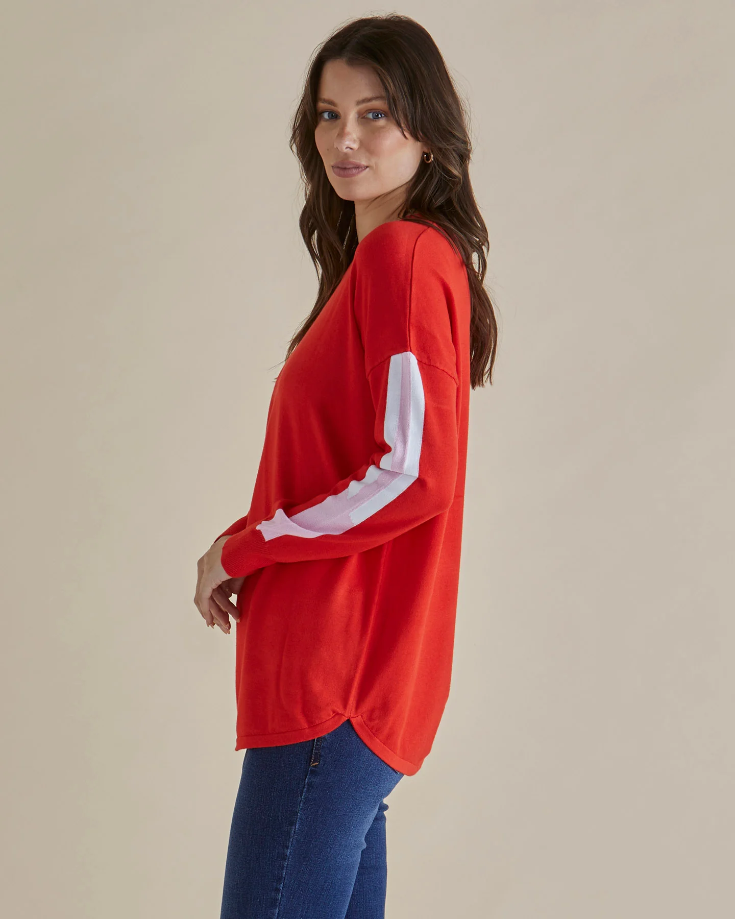 Betty Basics Sophie Knit Jumper Red Pink - Image 3