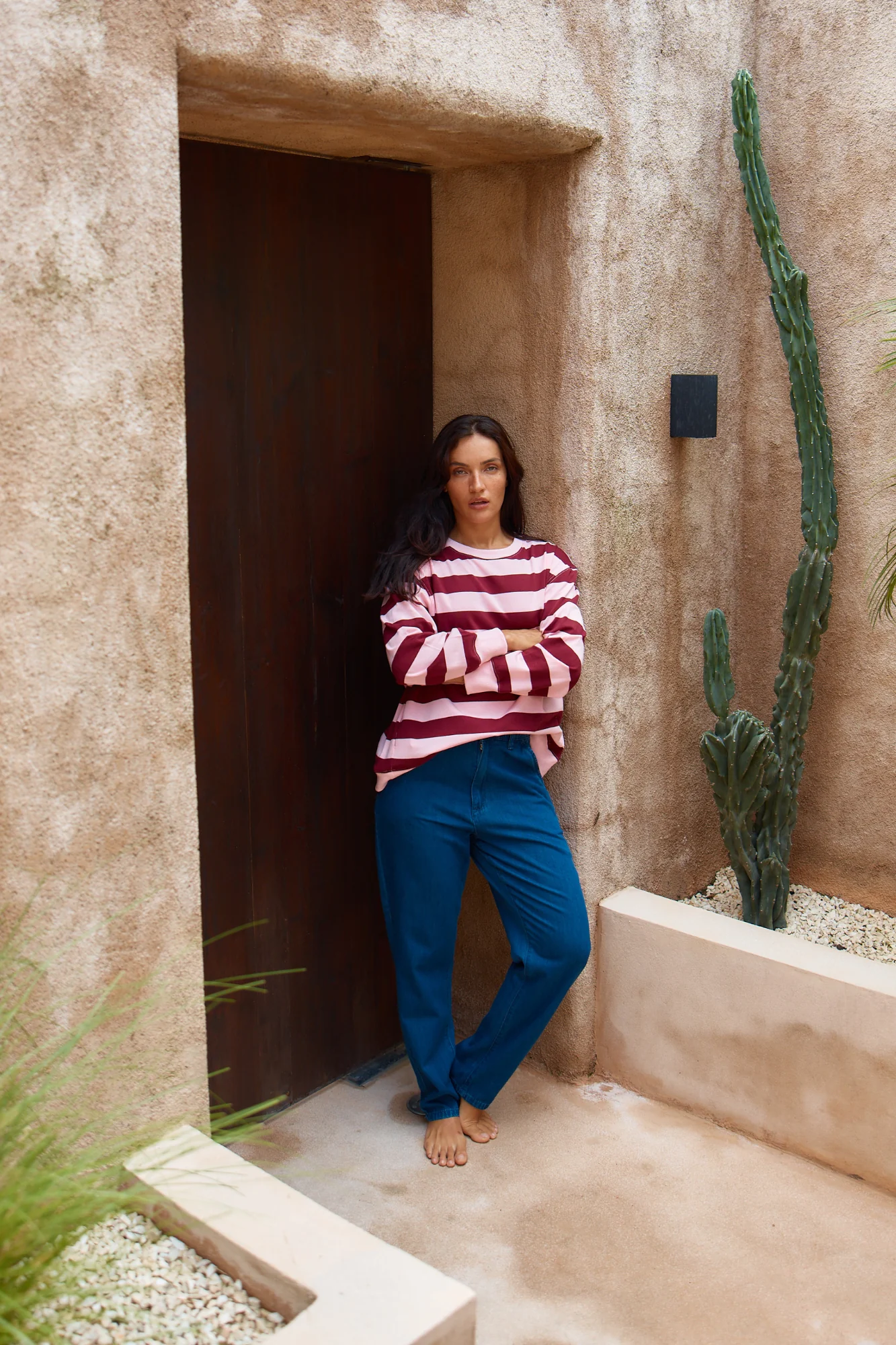 Betty Basics Stazie Sweatshirt Pink Red Stripe - Image 3