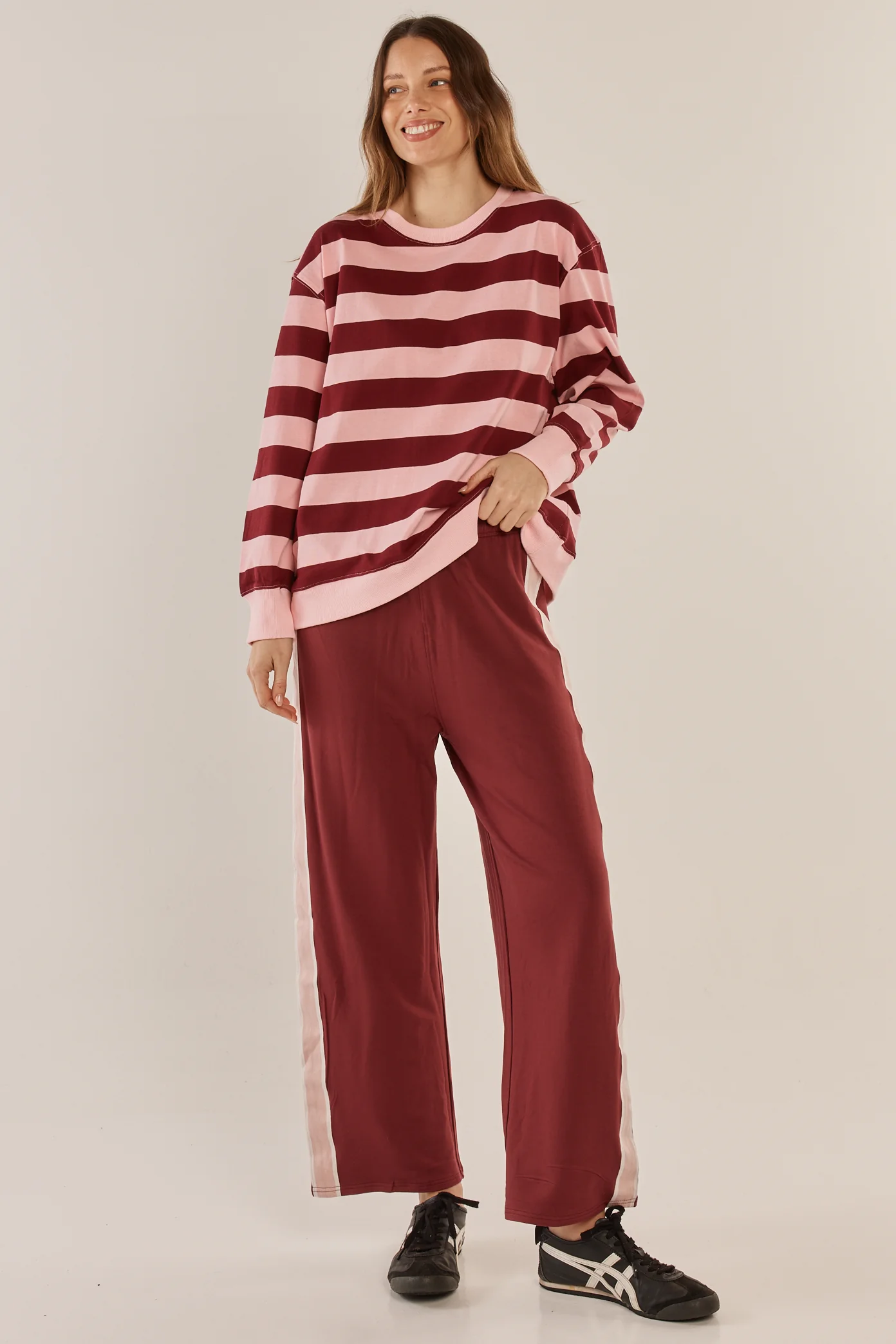 Betty Basics Stazie Sweatshirt Pink Red Stripe - Image 5