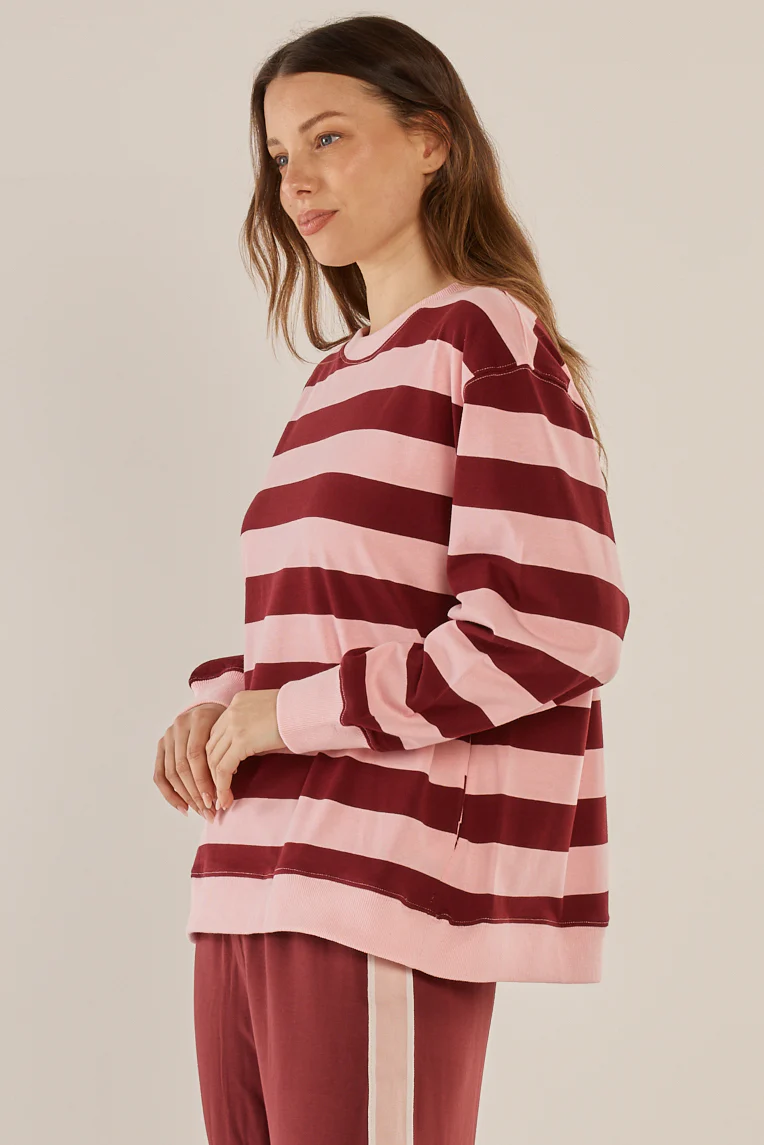 Betty Basics Stazie Sweatshirt Pink Red Stripe - Image 6