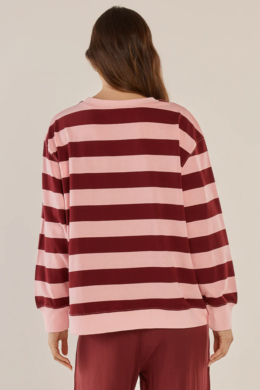 Betty Basics Stazie Sweatshirt Pink Red Stripe - Image 7