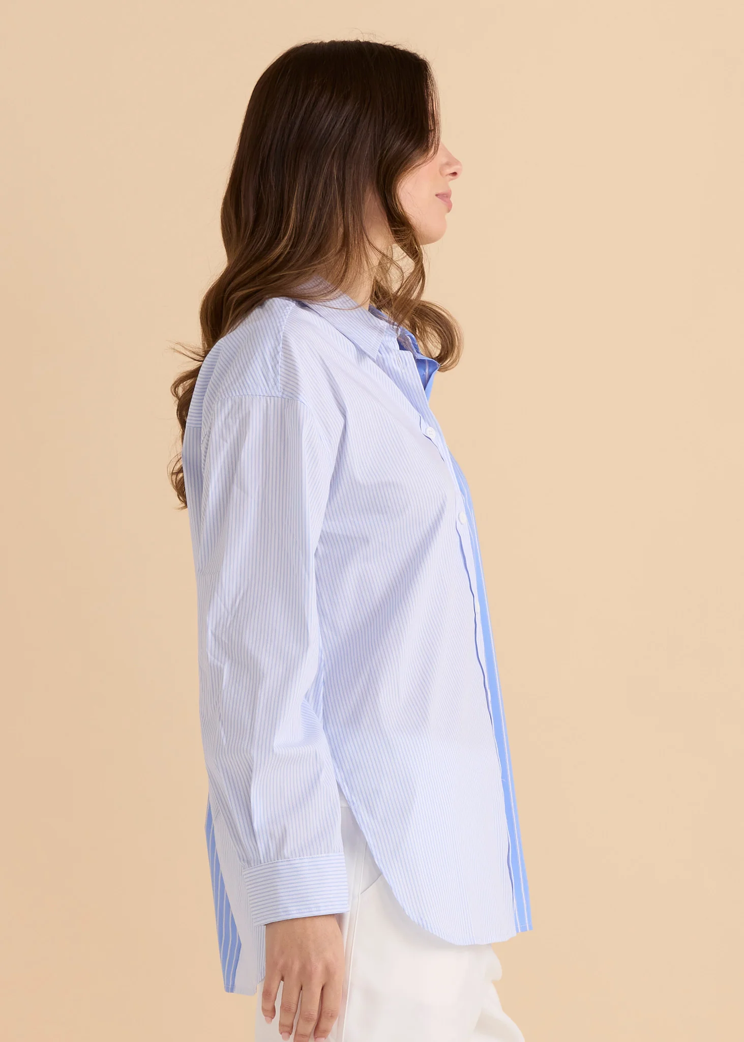 Betty Basics Stevie Shirt Blue Stripe Contrast - Image 6