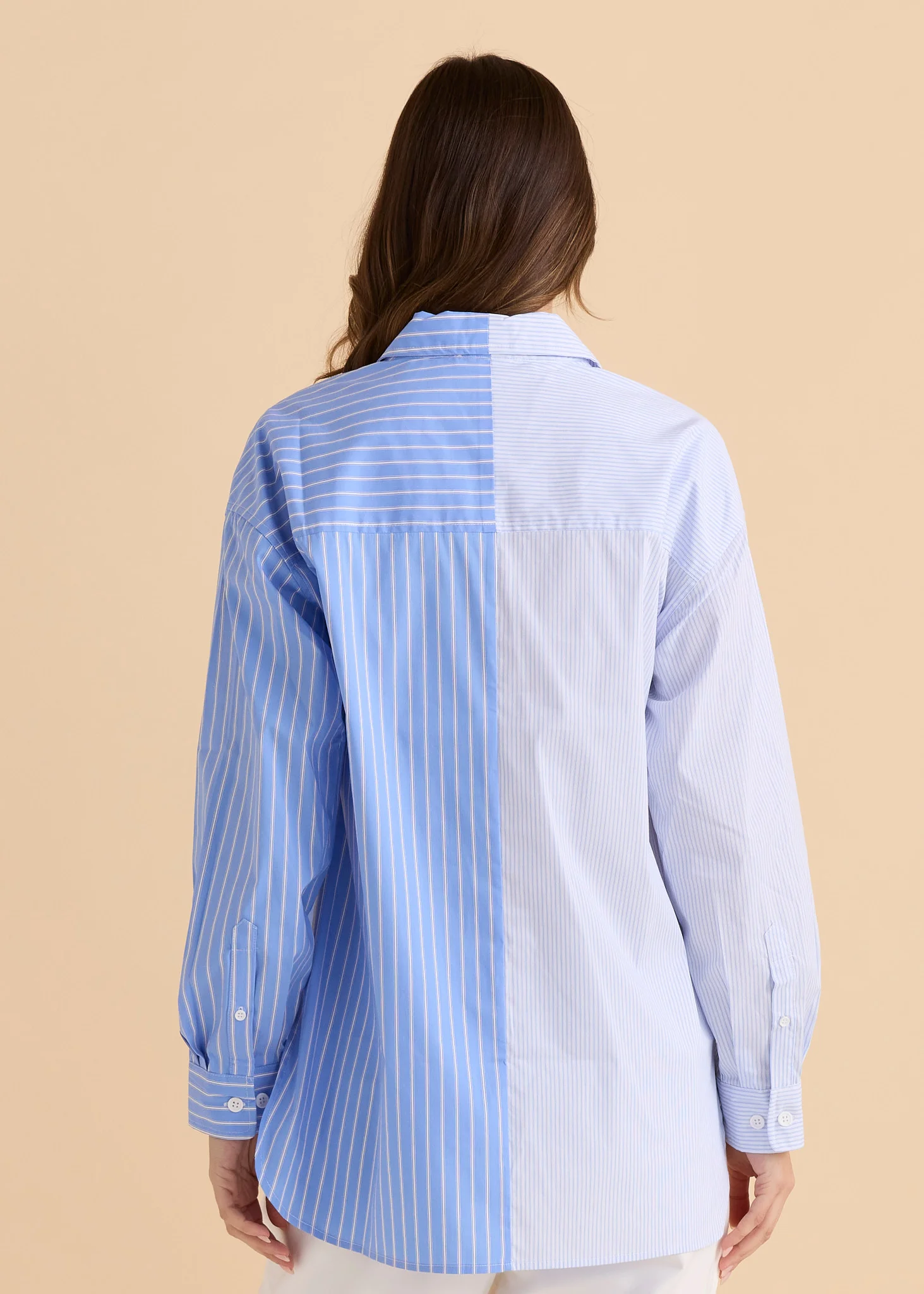 Betty Basics Stevie Shirt Blue Stripe Contrast - Image 7
