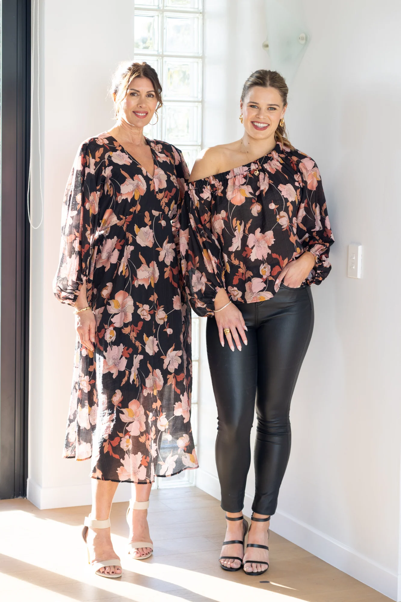 Celebration By Shine On Claudia off the Shoulder Top Black Floral