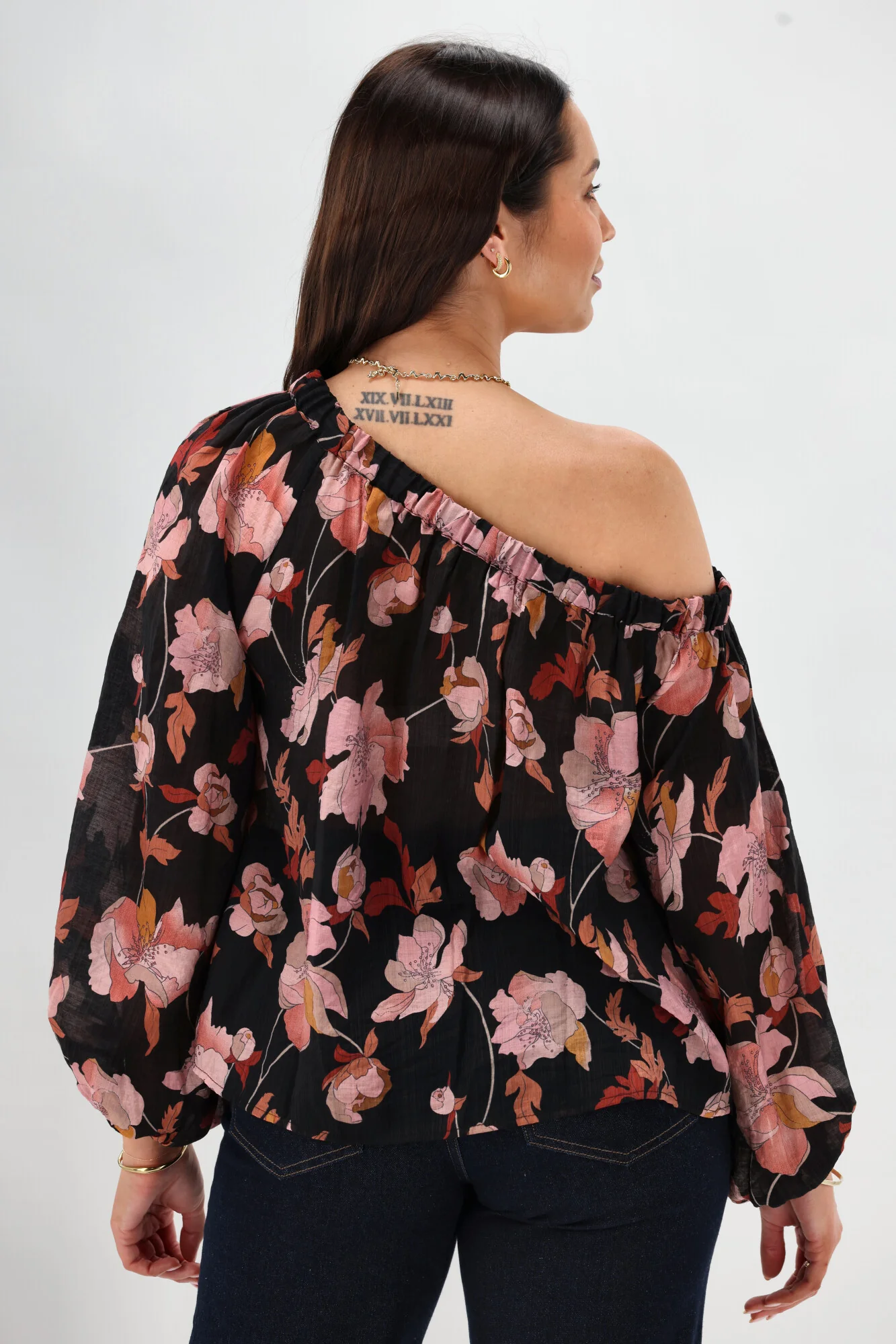 Celebration By Shine On Claudia off the Shoulder Top Black Floral - Image 10