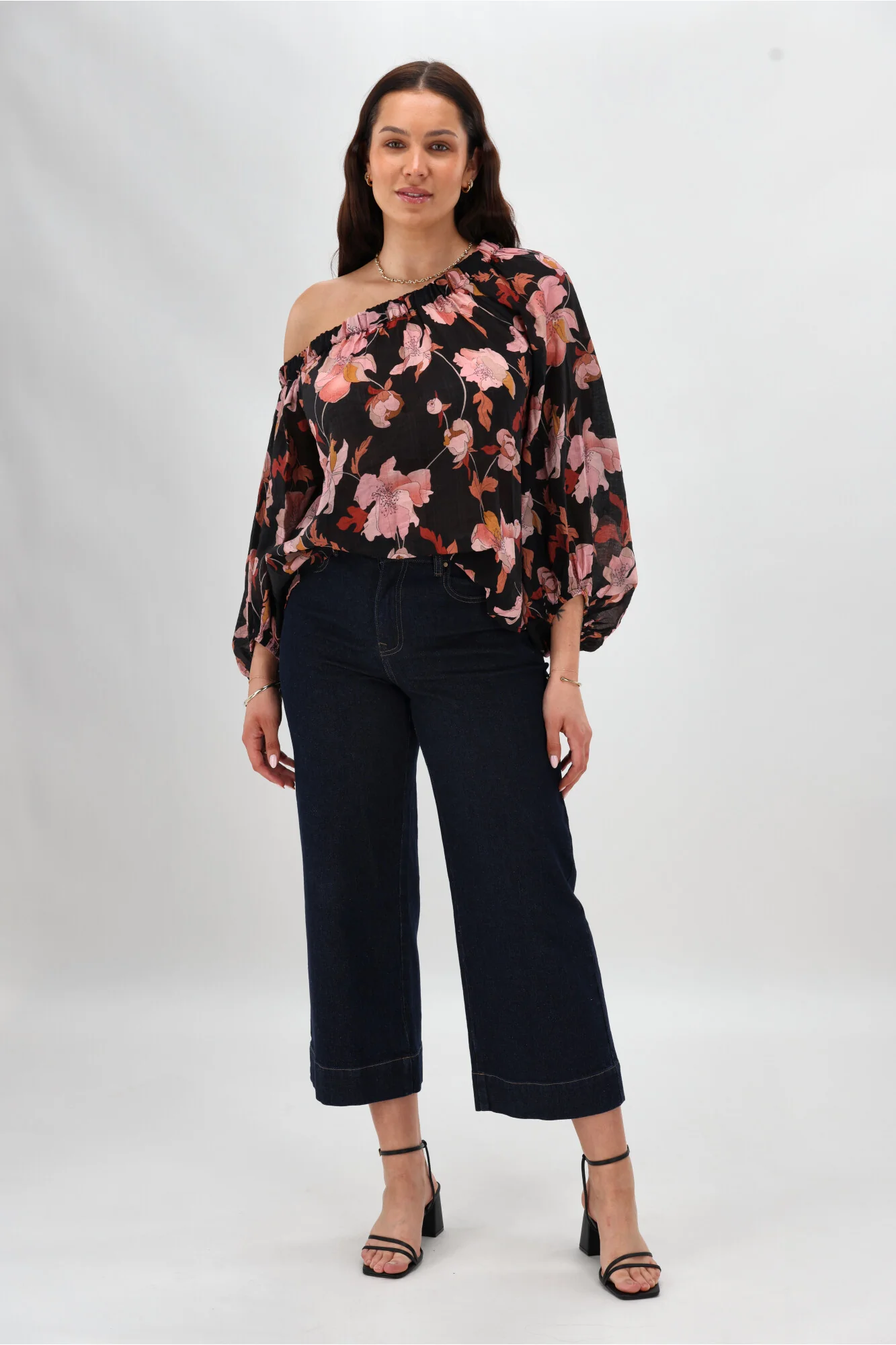 Celebration By Shine On Claudia off the Shoulder Top Black Floral - Image 4