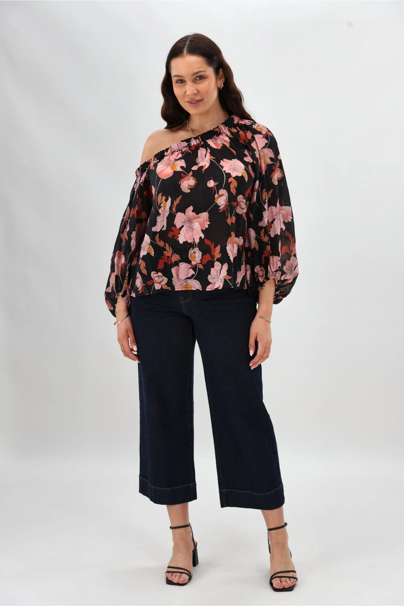 Celebration By Shine On Claudia off the Shoulder Top Black Floral - Image 7