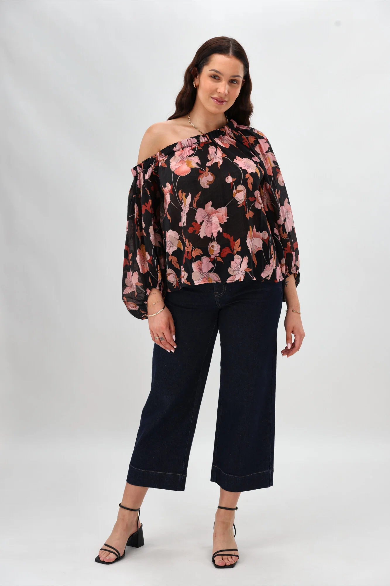 Celebration By Shine On Claudia off the Shoulder Top Black Floral - Image 9